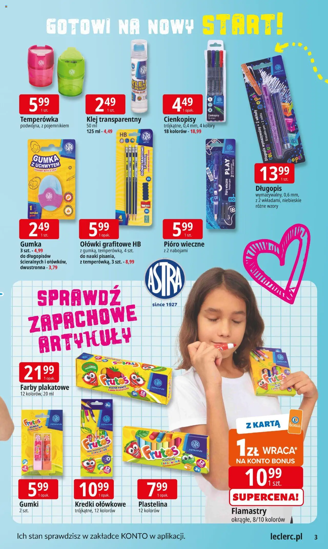 E.Leclerc Gazetka - Warszawa Ursynów od 12.08.2025 | Strona: 3 | Produkty: Karta, Temperówka, Zapach
