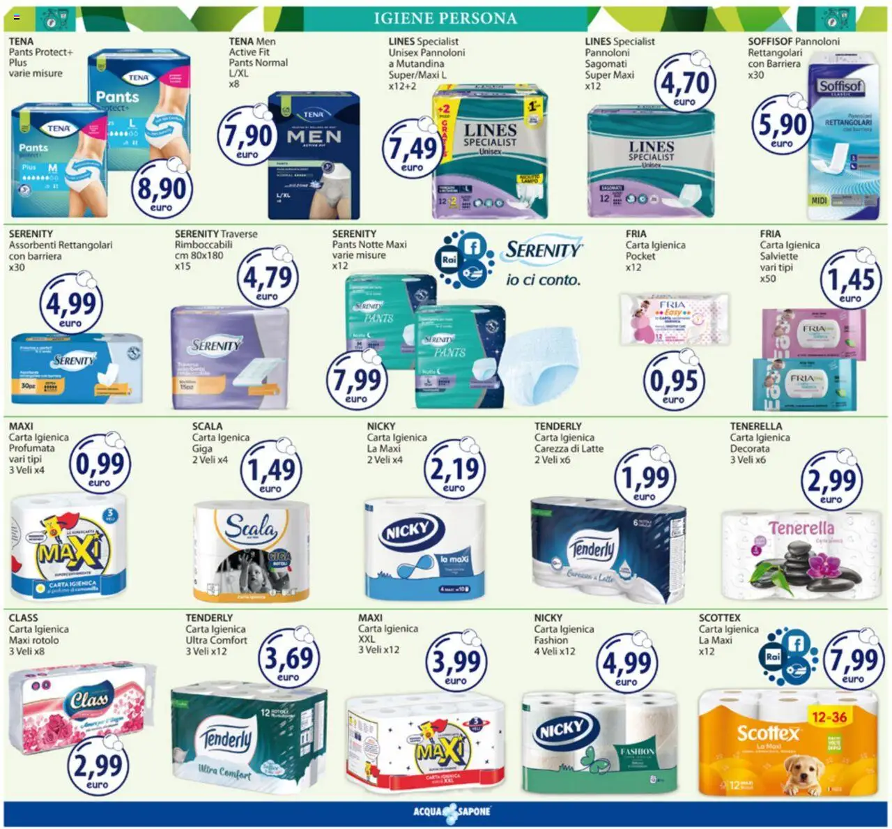 Volantino Acqua e Sapone del 25.08.2025 | Pagina: 13 | Prodotti: Carta igienica, Sapone, Latte, Scala