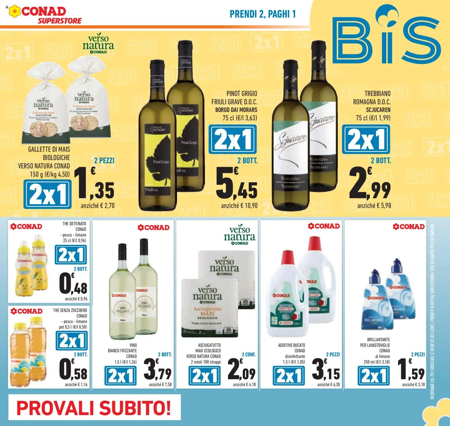 Volantino Conad del 11.03.2026 | Pagina: 7 | Prodotti: Vino, Pesca, Lavastoviglie, Asciugatutto