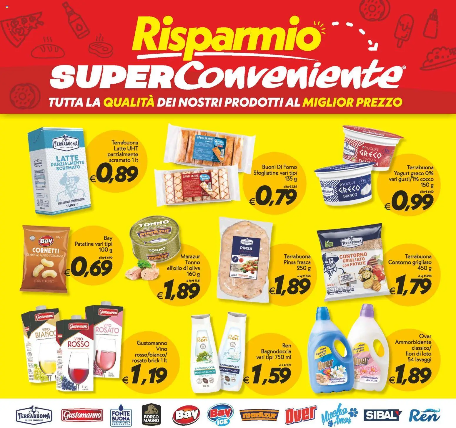 Volantino SuperConveniente del 23.01.2026 | Pagina: 22 | Prodotti: Ammorbidente, Talco, Mais, Latte parzialmente scremato