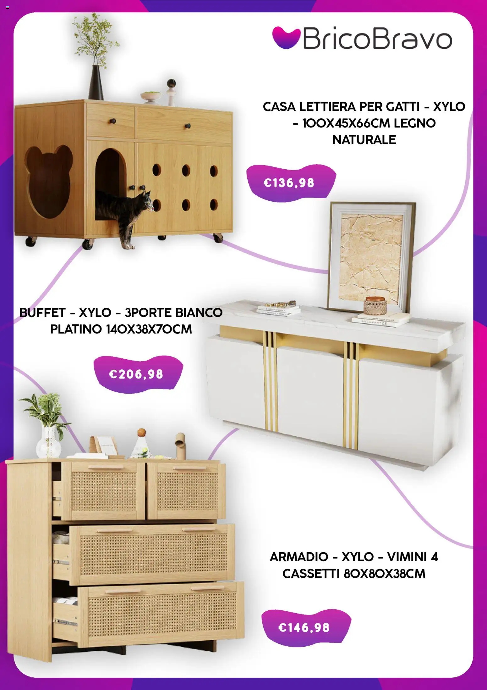 Volantino Brico Bravo del 31.01.2026 | Pagina: 2 | Prodotti: Lettiera per gatti, Armadio