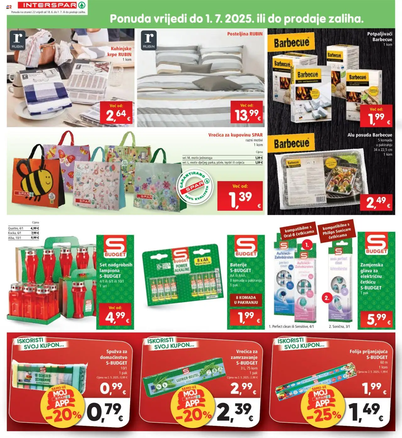 Interspar katalog | vrijedi od 18.06.2025 | Stranica: 22 | Proizvodi: Spužva, Kuhinjske krpe, Posteljina, Baterije