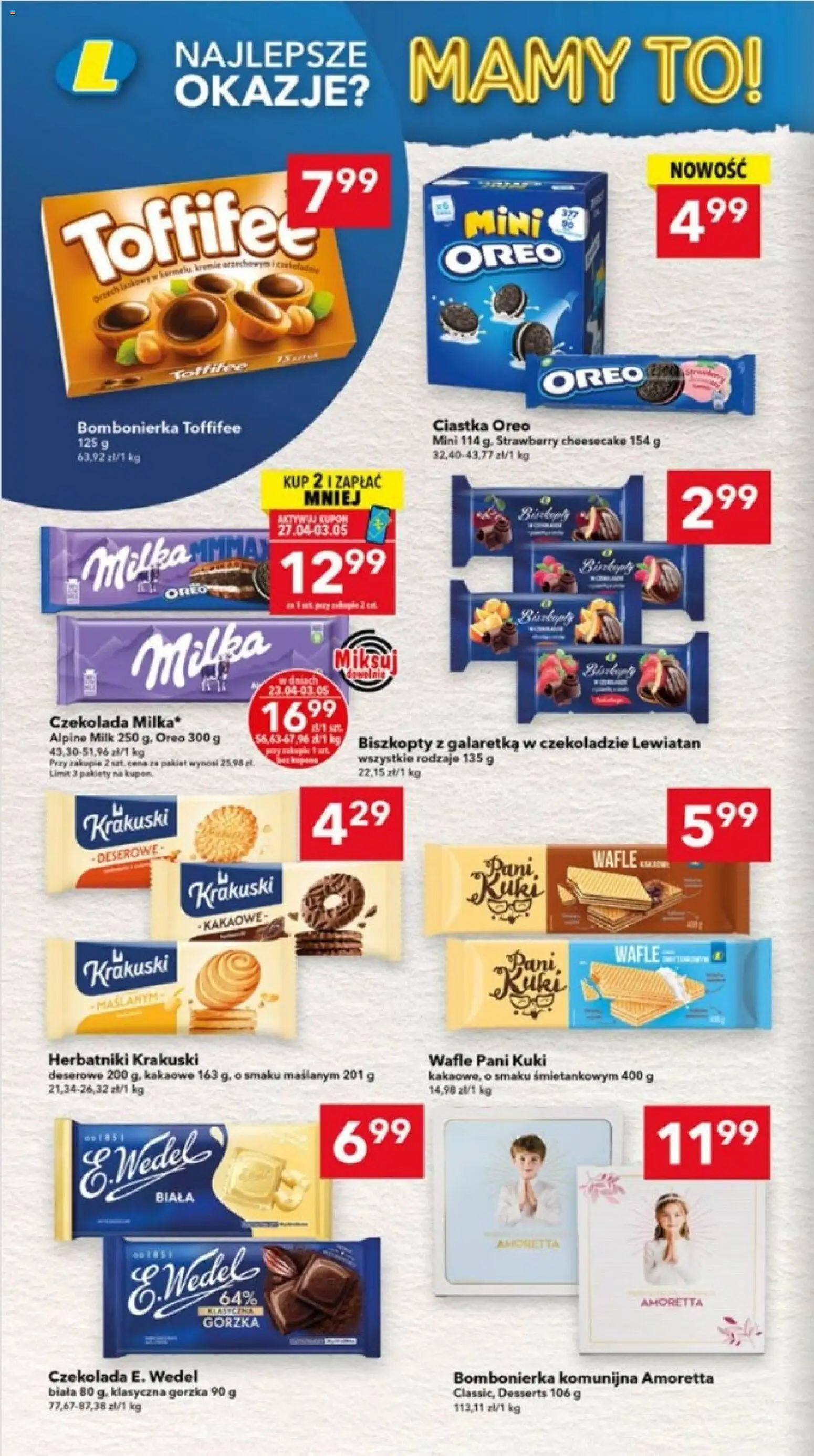 Lewiatan gazetka - Ostrów Wielkopolski od 23.04.2026 | Strona: 12 | Produkty: Wafle, Bombonierka, Toffifee, Ciastka