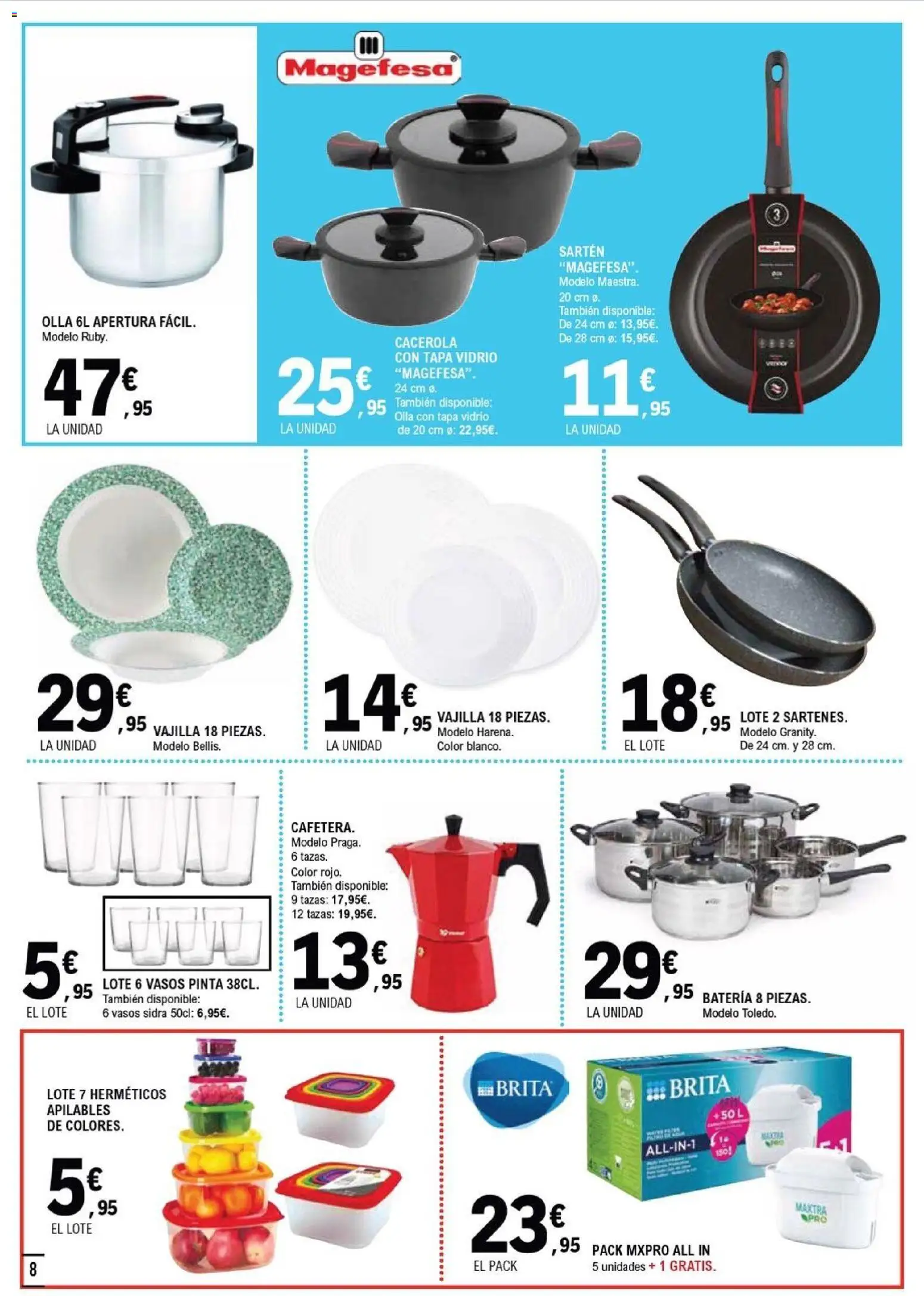 E.Leclerc folleto Salamanca │ válido desde el 04.03.2026 | Página: 8 | Productos: Vasos, Βρεφικό κρεβάτι, Batería