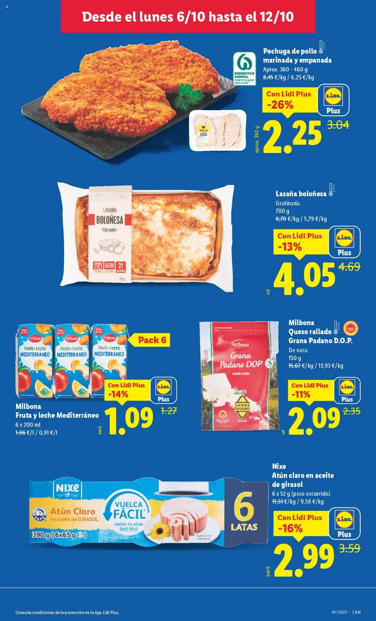 Lidl - Canarias │ válido desde el 06.10.2025 | Página: 21 | Productos: Leche, Aceite de girasol, Peso, Atún claro
