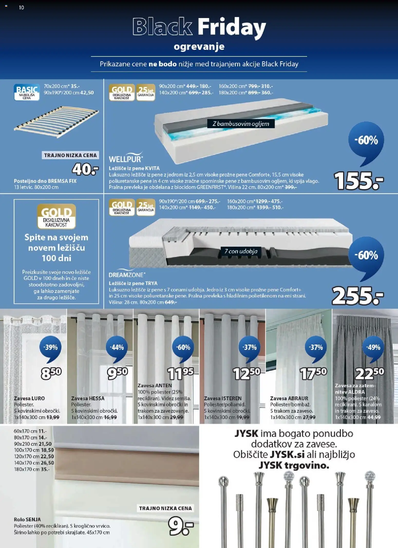 Novi JYSK katalog ponudbe – veljaven od 19.11.2025 | Stran: 10 | Izdelki: Ležišče, Rolo, Prevleka