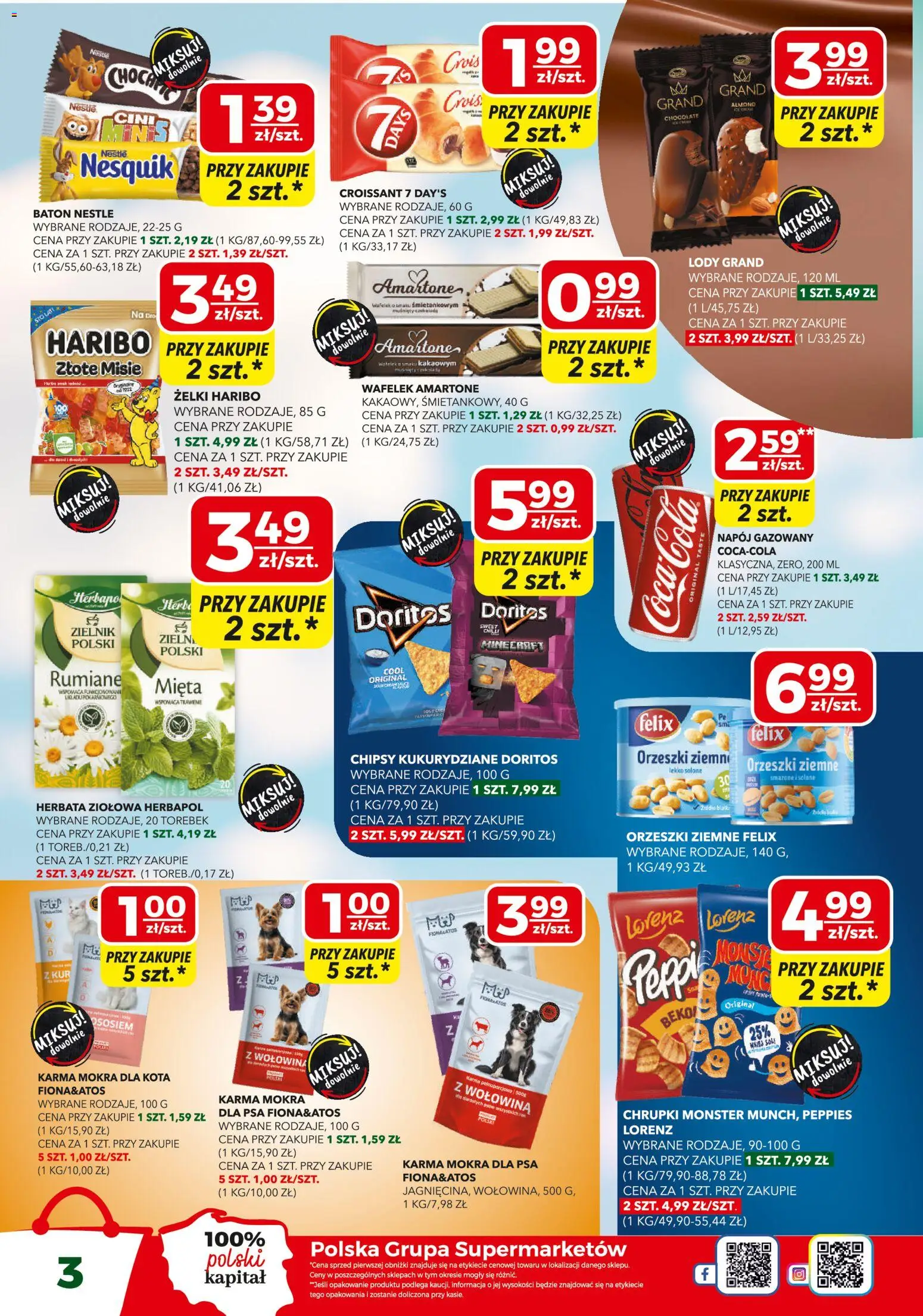 Top Market gazetka mini od 09.04.2026 | Strona: 3 | Produkty: Chipsy kukurydziane, Karma mokra dla kota, Orzeszki ziemne, Żelki