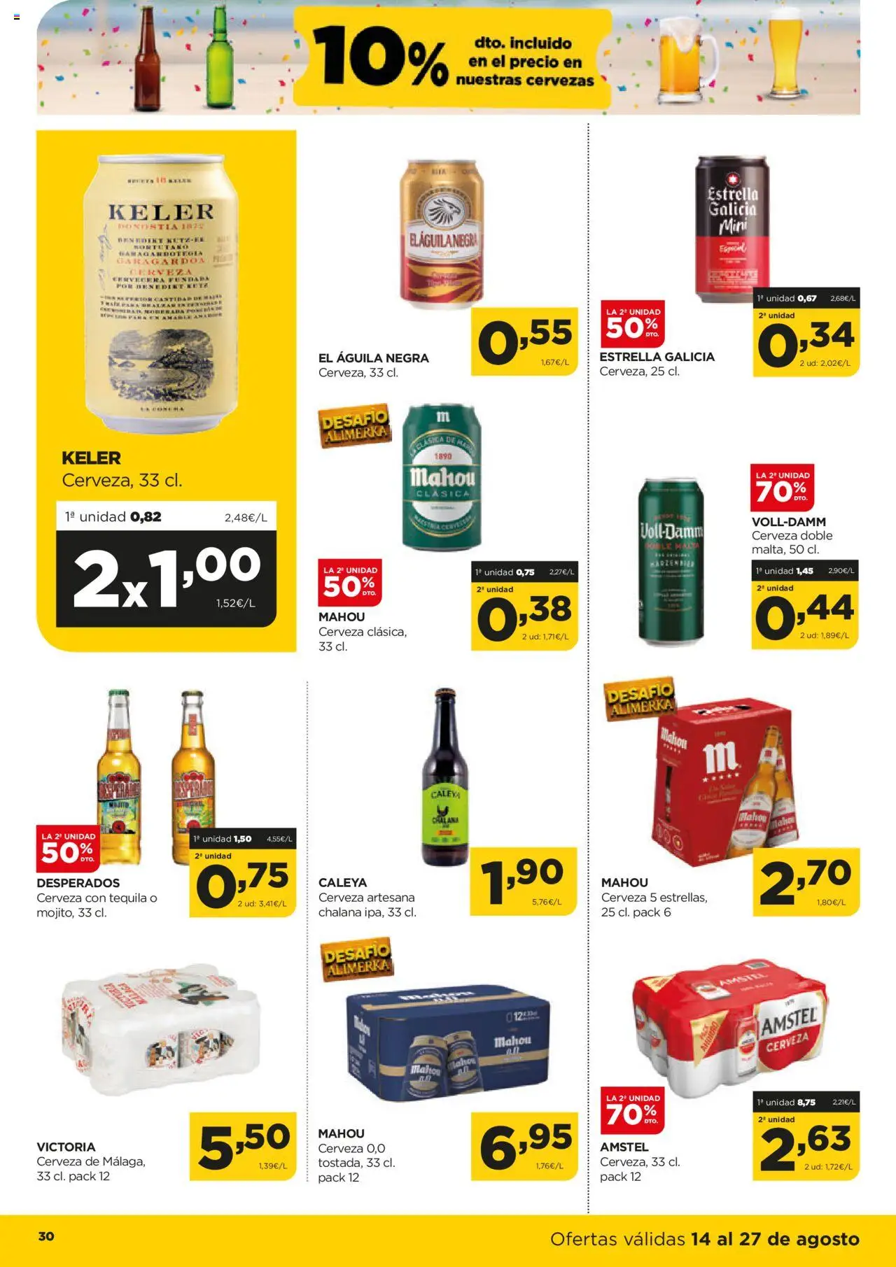 Alimerka folleto Castilla y León │ válido desde el 14.08.2025 | Página: 28 | Productos: Cerveza, Παρμεζάνα