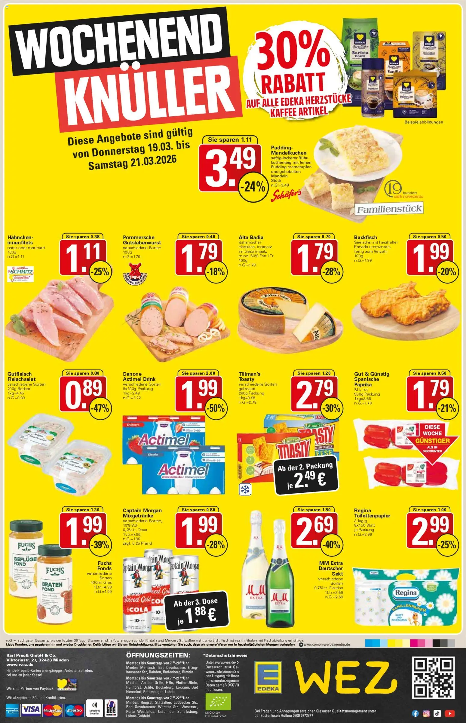 WEZ Prospekt 	 – gültig ab 16.03.2026 | Seite: 16 | Produkte: Actimel, Kaffee, Sekt, Fisch