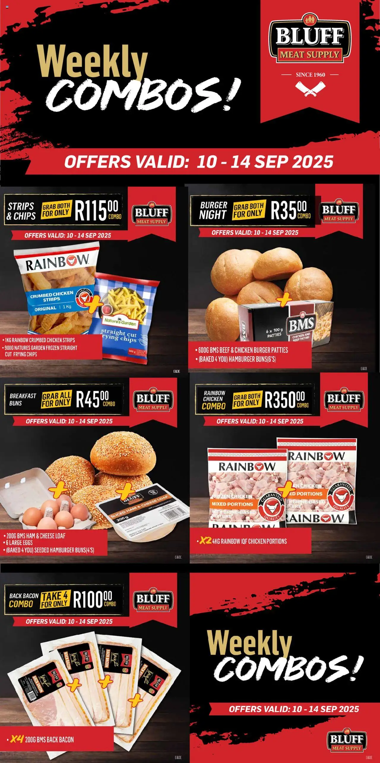 New Bluff Meat Supply catalogue – valid from 10.09.2025 | Page: 1 | Products: Buns, Cheese, Ham, Beef