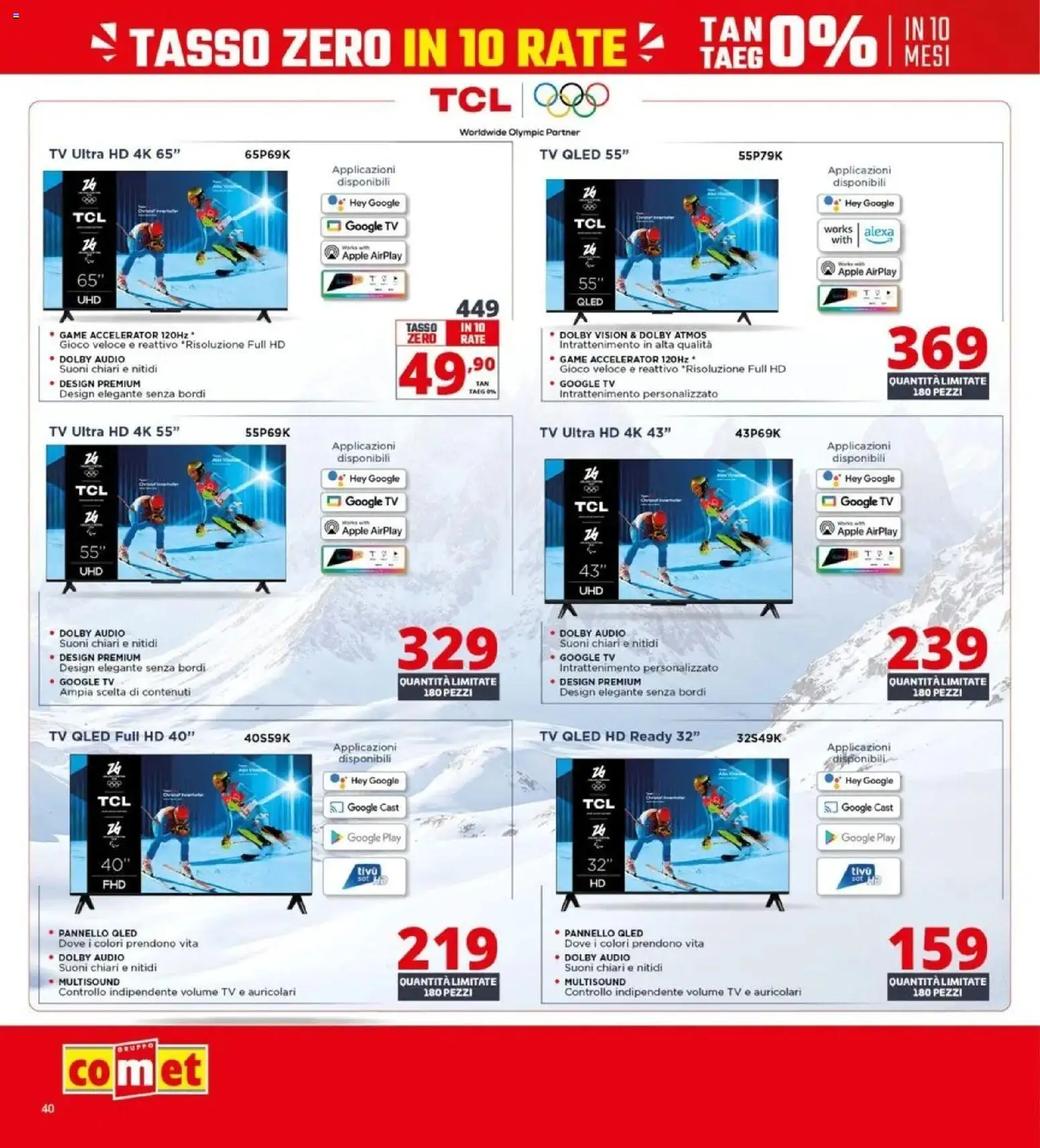 Volantino Comet del 09.04.2026 | Pagina: 40 | Prodotti: Auricolari, TV, Audio, Gioco