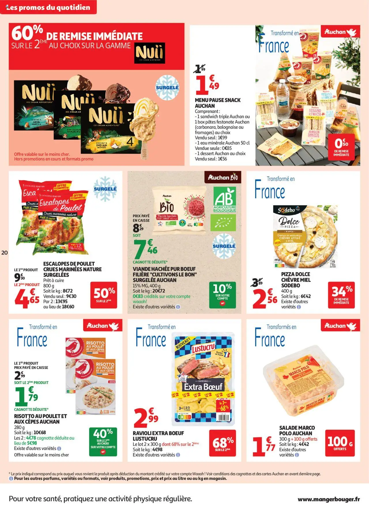  | Page: 20 | Produits: Eau minérale, Citron, Sandwich, Pizza