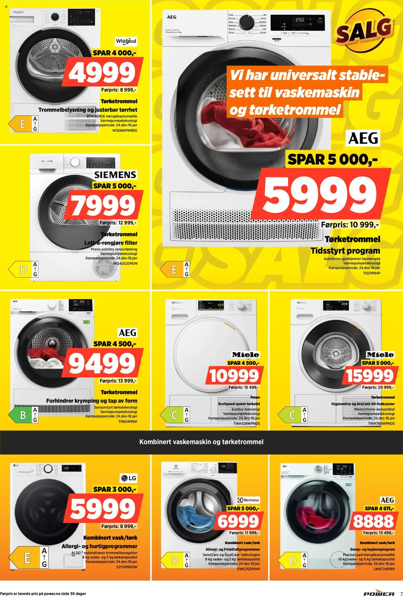 {H1} | Side: 7 | Produkter: Vaskemaskin, Tørketrommel