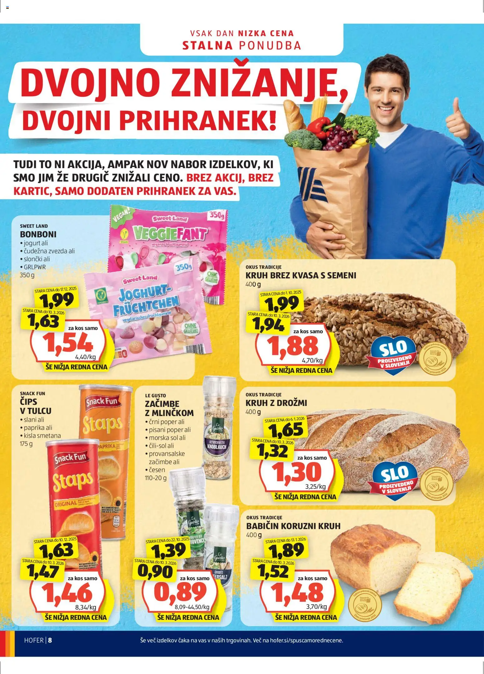 Hofer SI katalog | vrijedi od 18.03.2026 | Stranica: 8 | Proizvodi: Nabor, Kruh, Čips, Sol