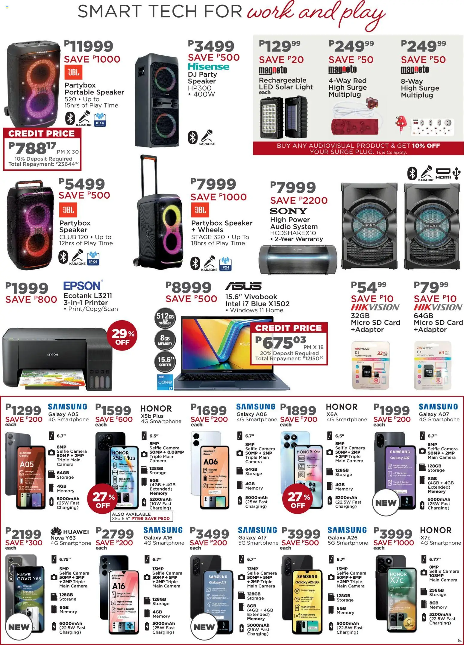 New House and Home catalogue – valid from 08.12.2025 | Page: 5 | Products: Printer, Audio, Memory card, Battery