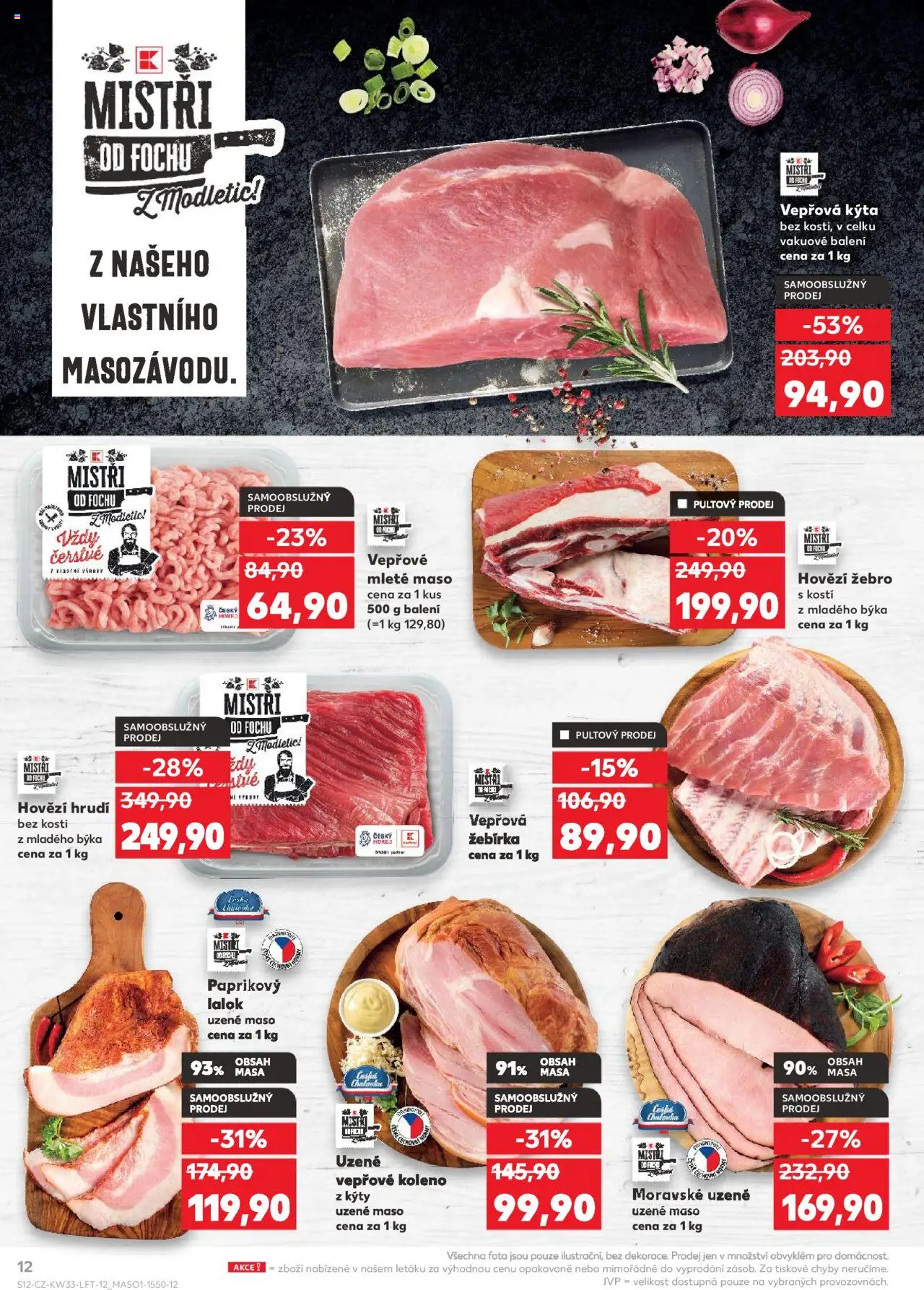 Kaufland leták - Praha 4 od 13.08.2025 | Strana: 12 | Produkty: Uzené maso, Hovězí, Mleté maso, Kýta