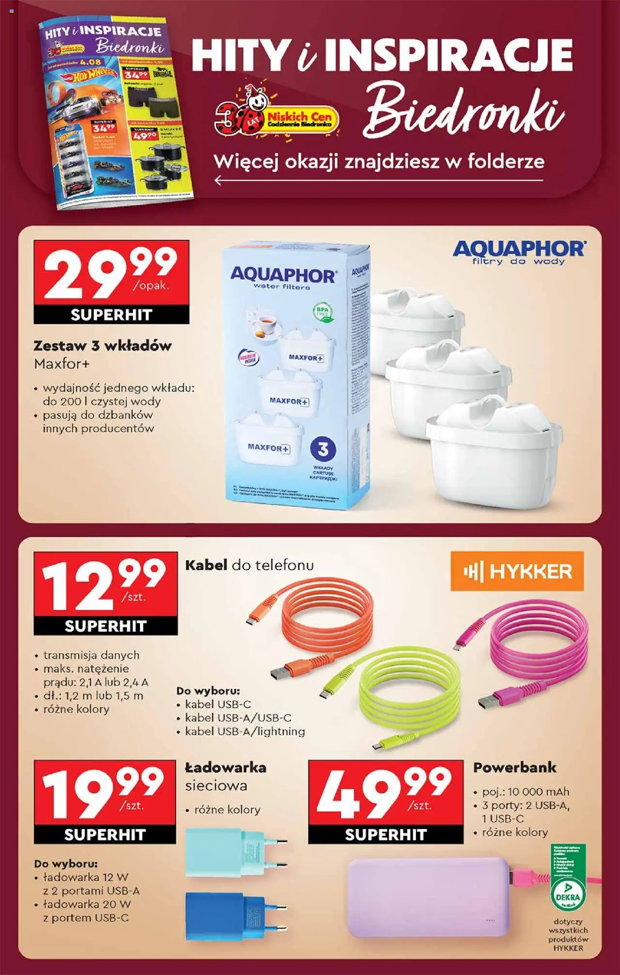 Biedronka gazetka - Oferta W tym tygodniu od 07.08.2025 | Strona: 60 | Produkty: Kabel, Ładowarka, Powerbank