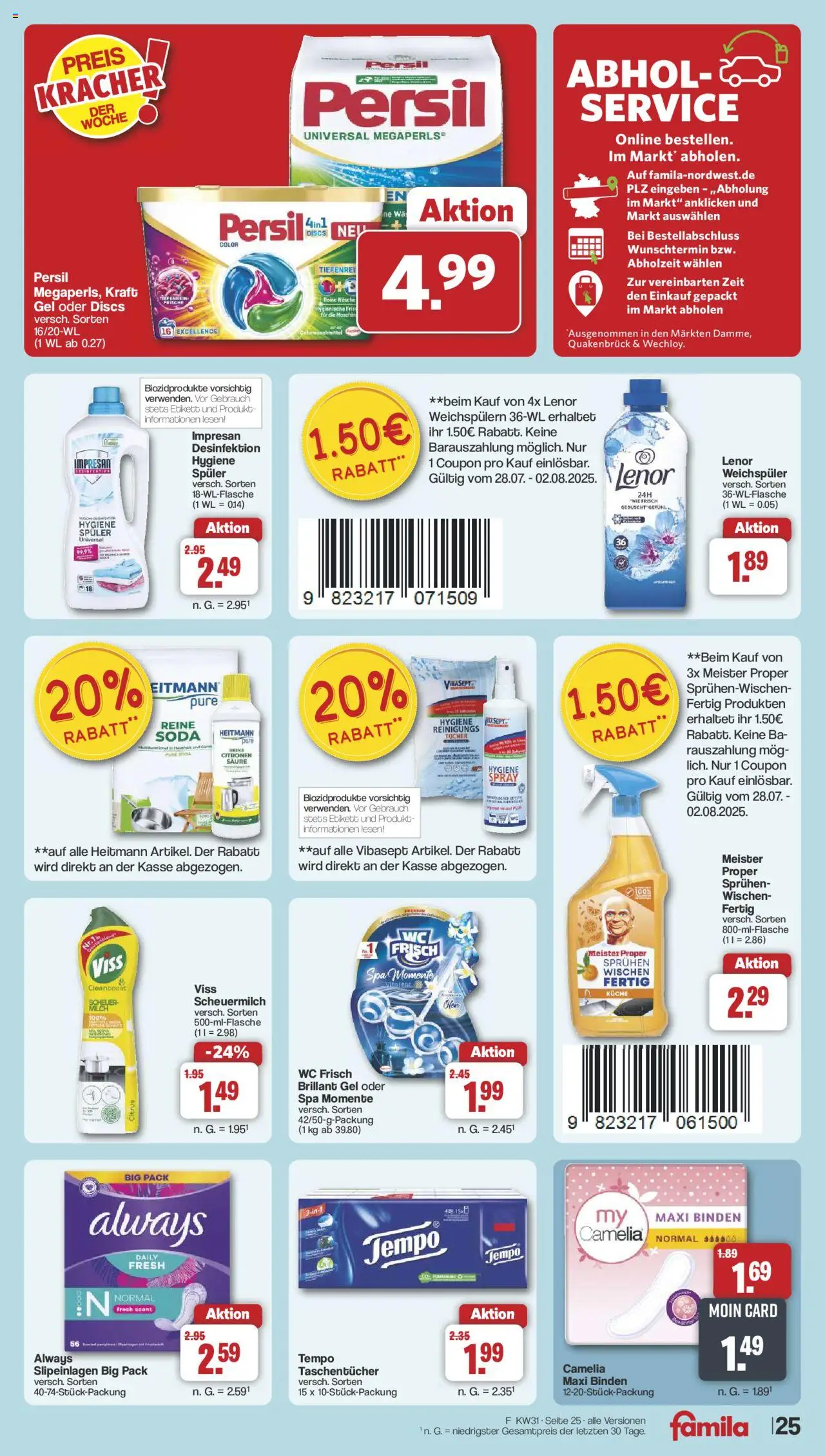 Famila Nordwest Prospekt 	 - gültig ab dem 28.07.2025 | Seite: 31 | Produkte: Küche, Weichspüler, Wc frisch, Persil