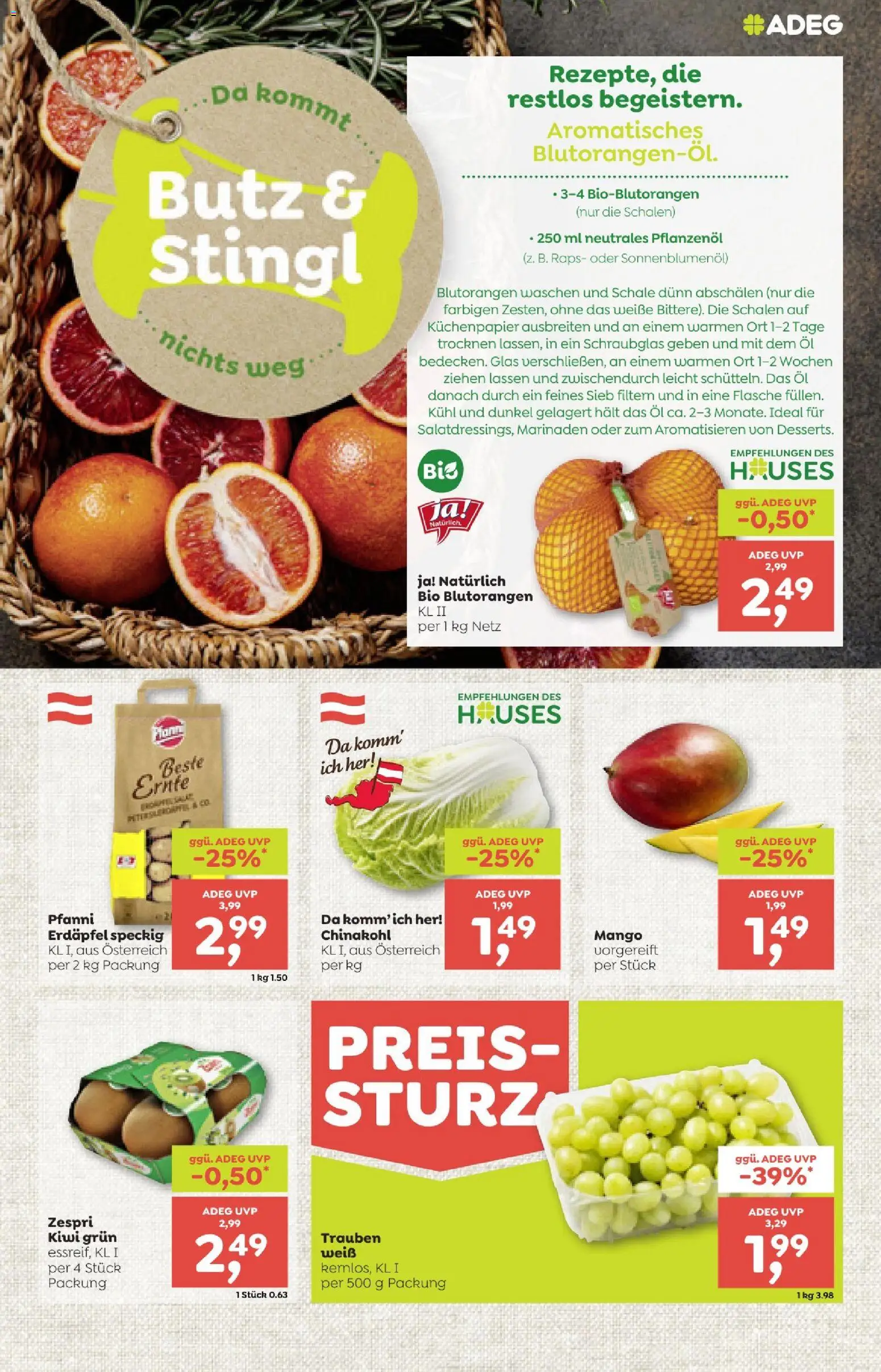 ADEG Flugblatt gültig ab 29.01.2026 | Seite: 3 | Produkte: Kiwi, Mango, Chinakohl, Öl