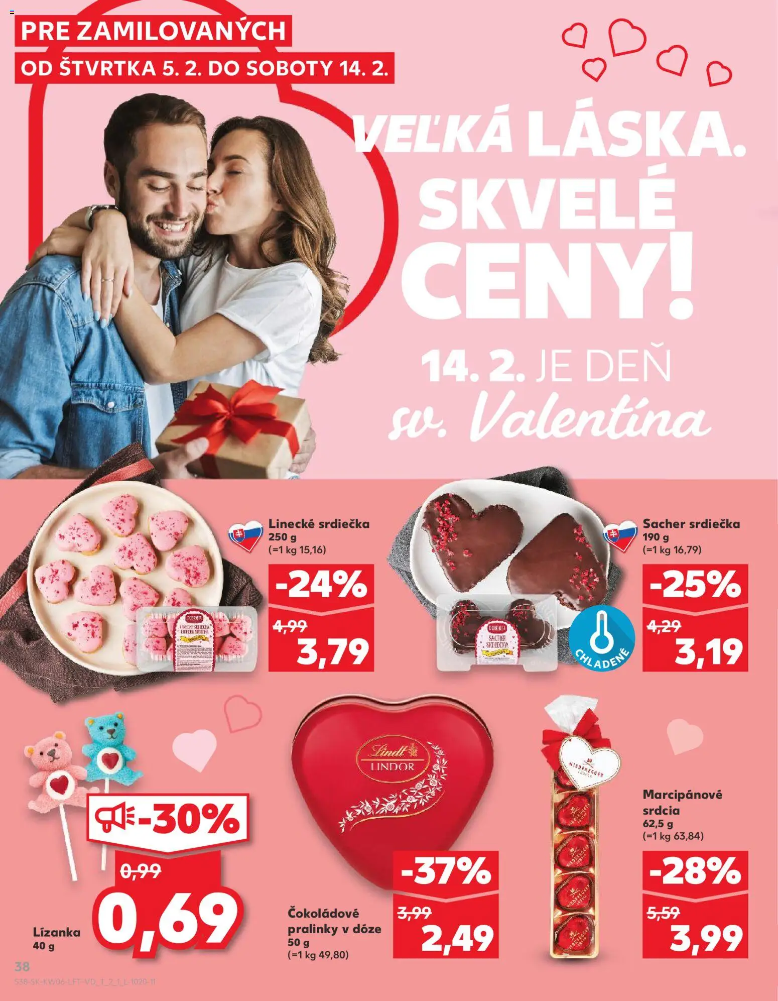 Nové Kaufland akcie – leták je platný od 05.02.2026 | Strana: 38 | Produkty: Lindor, Lindt