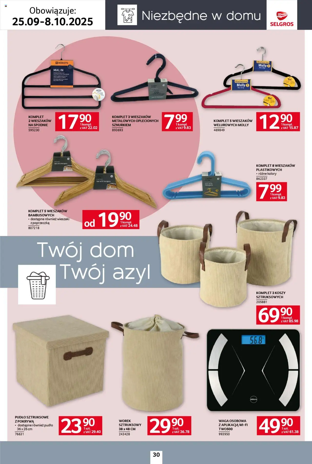 Selgros cash&carry Gazetka - Home&Deco od 25.09.2025 | Strona: 30 | Produkty: Spodnie, Waga, Wieszaki