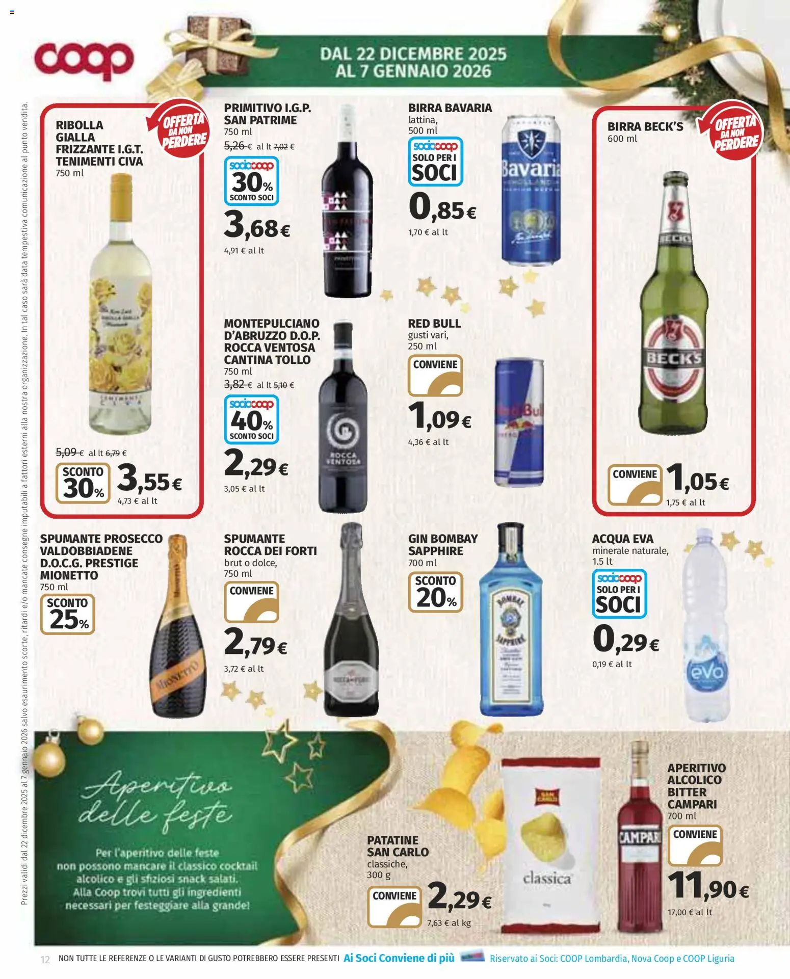 Volantino COOP del 22.12.2025 | Pagina: 12 | Prodotti: Birra, Gin, Acqua, Aperitivo