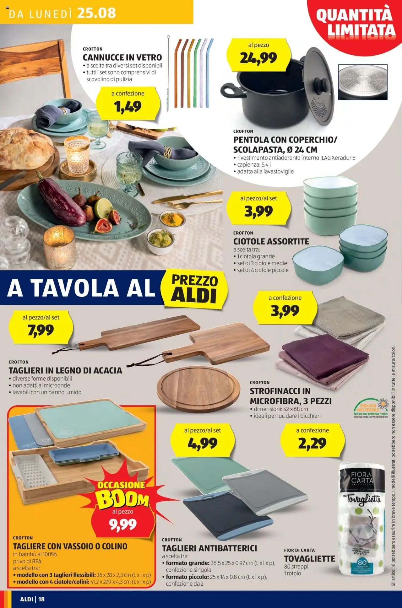 Volantino Aldi del 25.08.2025 | Pagina: 18 | Prodotti: Microonde, Lavastoviglie, Vassoio, Tovagliette