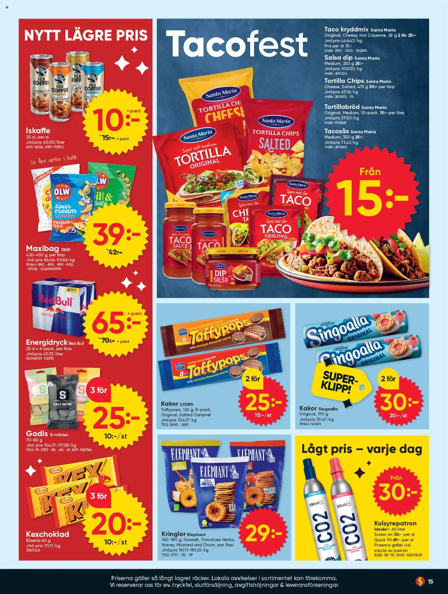 Dollar Store reklamblad aktuell från 20.04.2026 | Sida: 15 | Produkter: Galler, Chips, Iskaffe, Kolsyrepatron