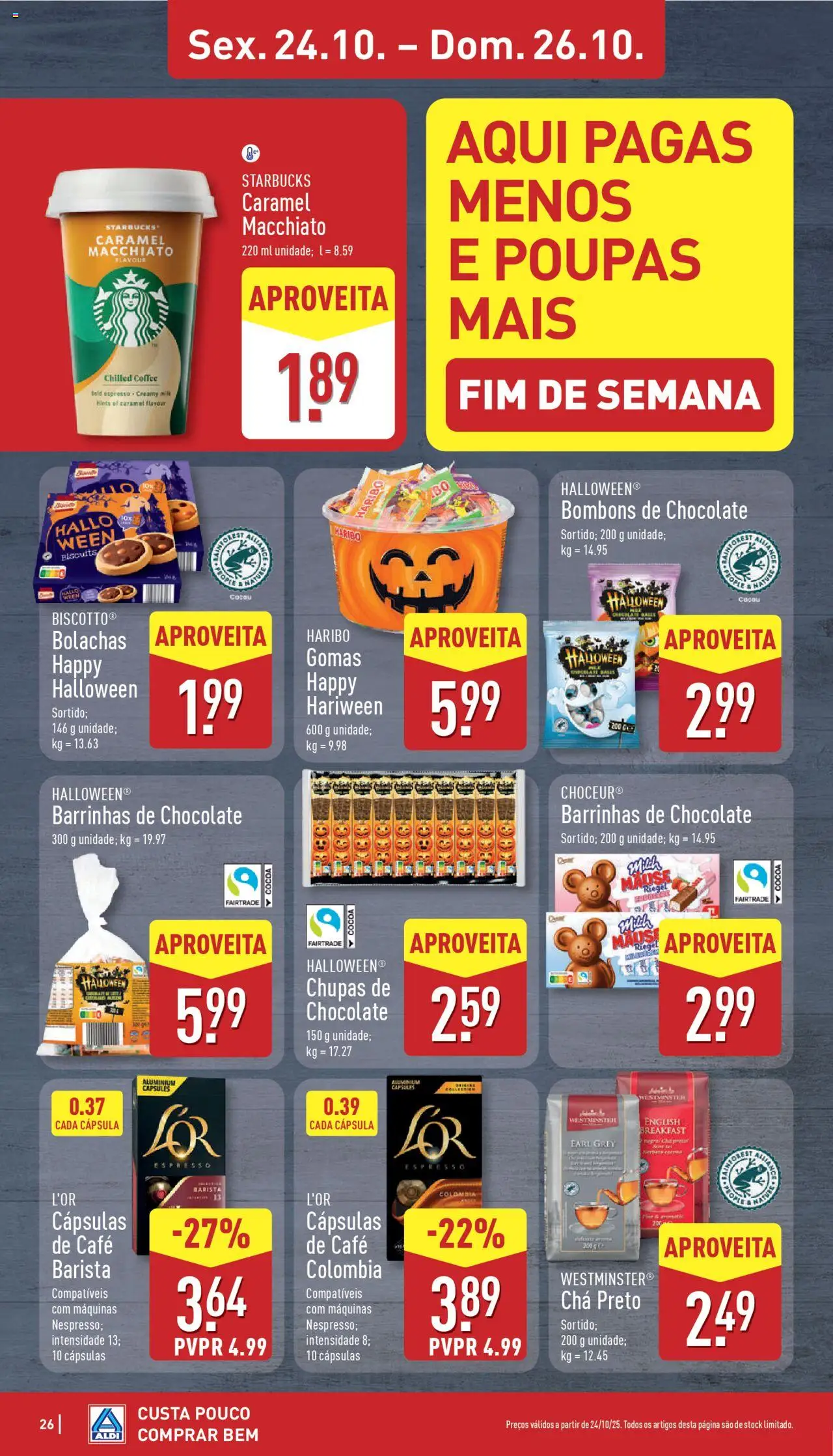 Aldi folheto │ válido de 20.10.2025 | Página: 26 | Produtos: Bolachas, Café, Chocolate, Gomas