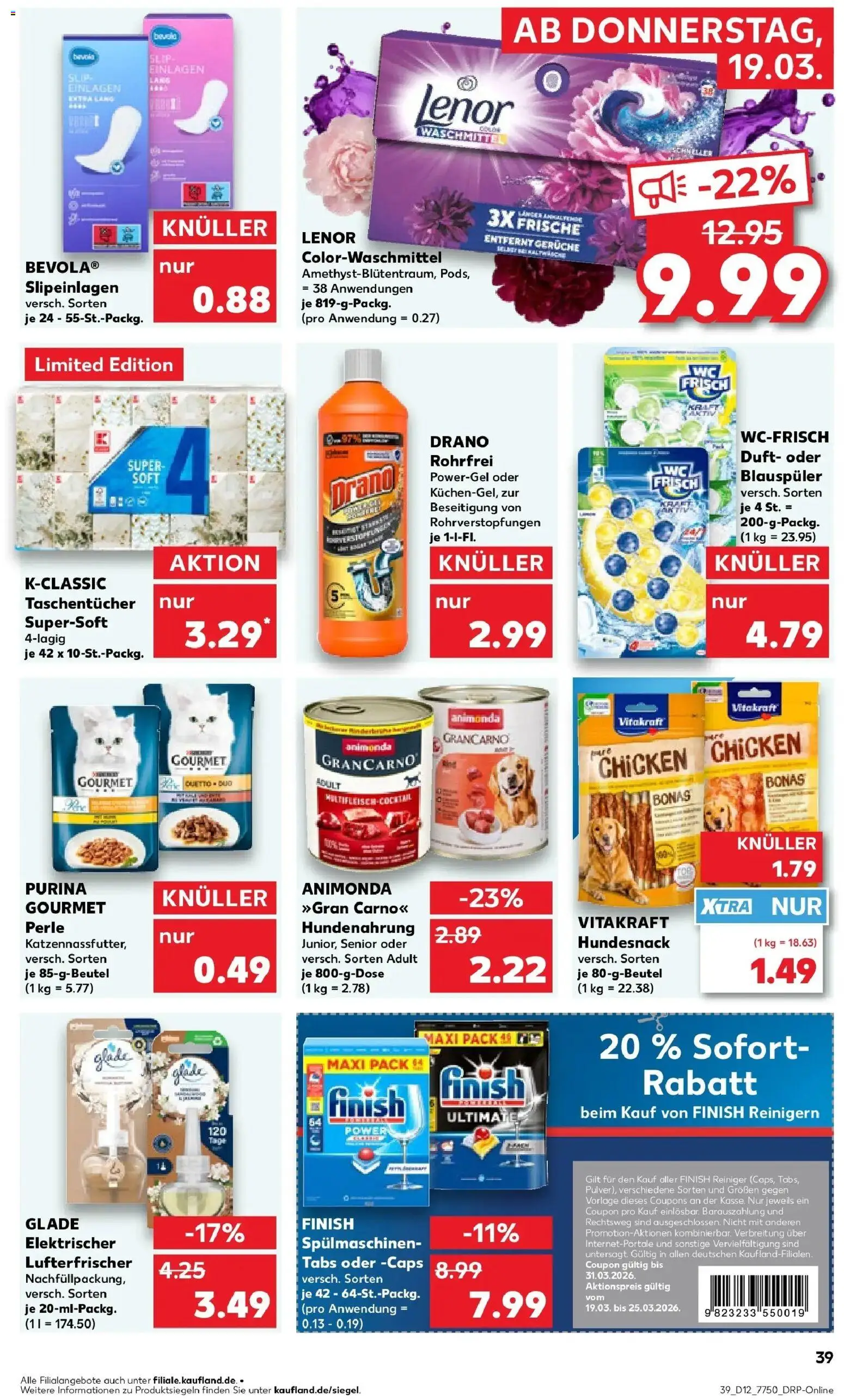 Kaufland Prospekt Schwerte	 – gültig ab 19.03.2026 | Seite: 39 | Produkte: Lenor, Finish, Waschmittel, Slip
