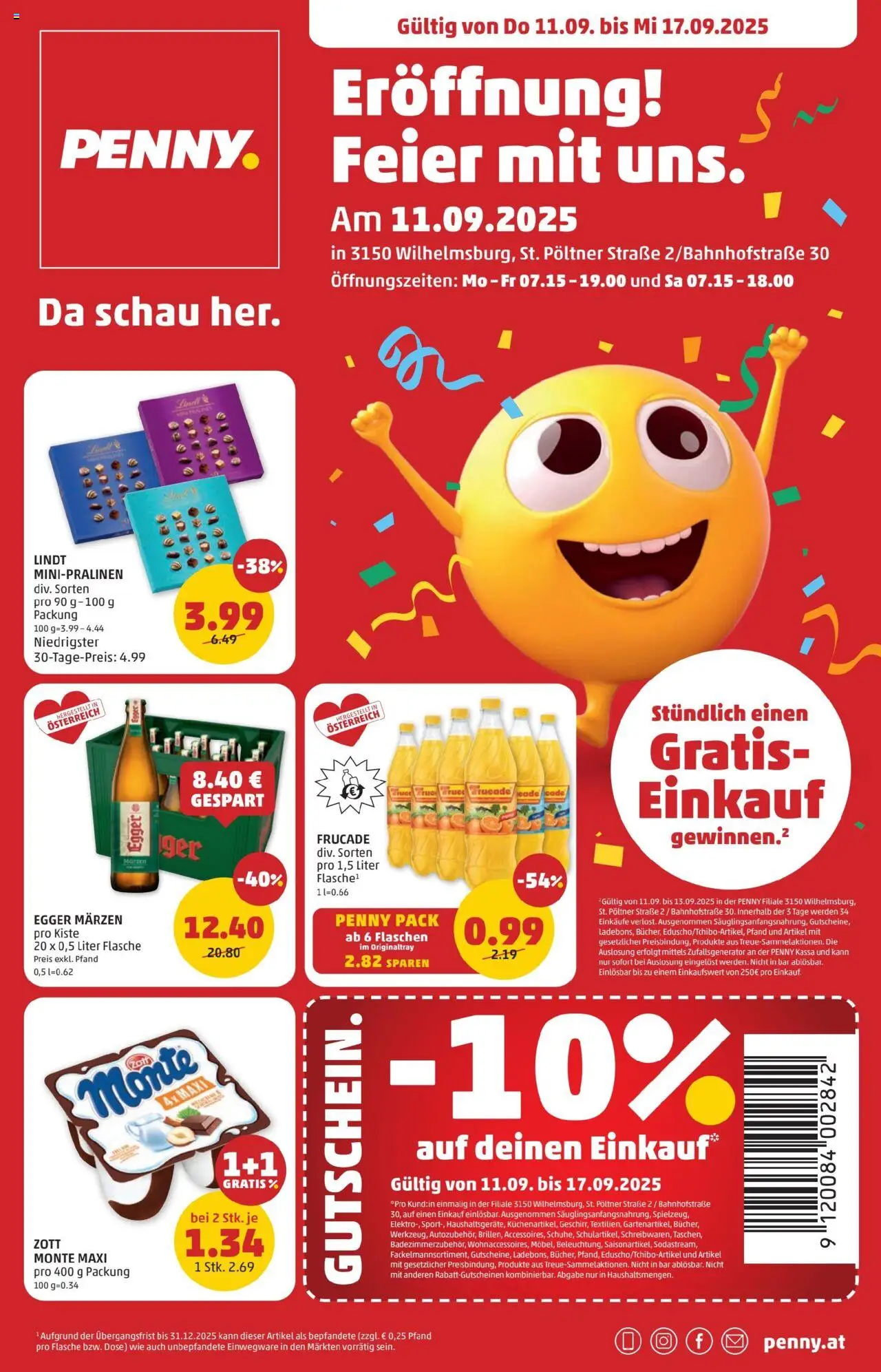Penny Markt - Eröffnung in 3150 Wilhelmsburg gültig ab 11.09.2025 | Seite: 1