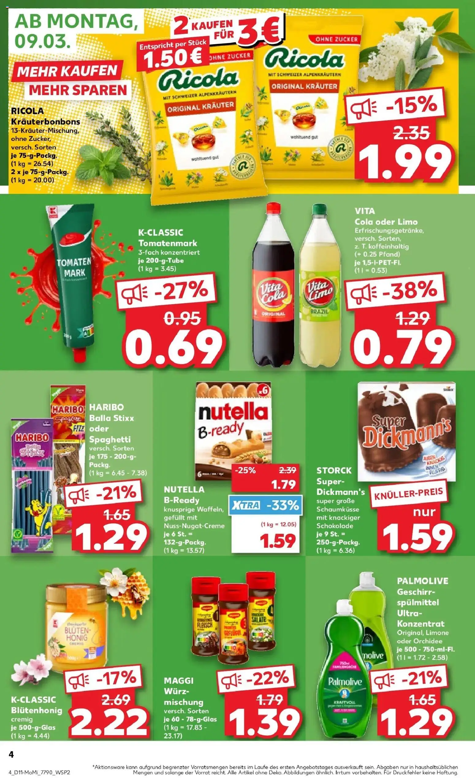 Kaufland Prospekt Arnstadt	 – gültig ab 09.03.2026 | Seite: 4 | Produkte: Maggi, Cola, Tomaten, Geschirrspülmittel