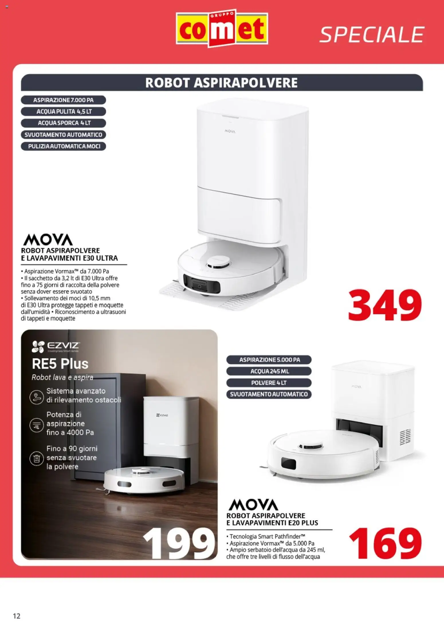 Volantino Comet del 31.10.2025 | Pagina: 12 | Prodotti: Robot aspirapolvere, Acqua, Aspirapolvere, Robot