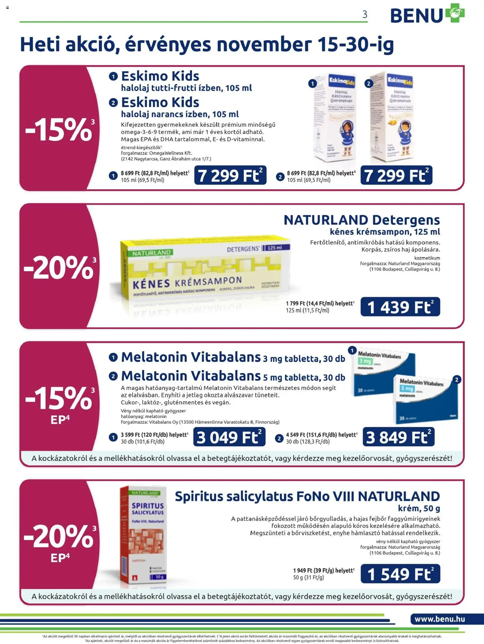 BENU Gyógyszertárak akciós ujság - amely érvényes a következő dátumtól: 01.11.2025 | Oldal: 3 | Termékek: Hámlasztó, Narancs, Gluténmentes