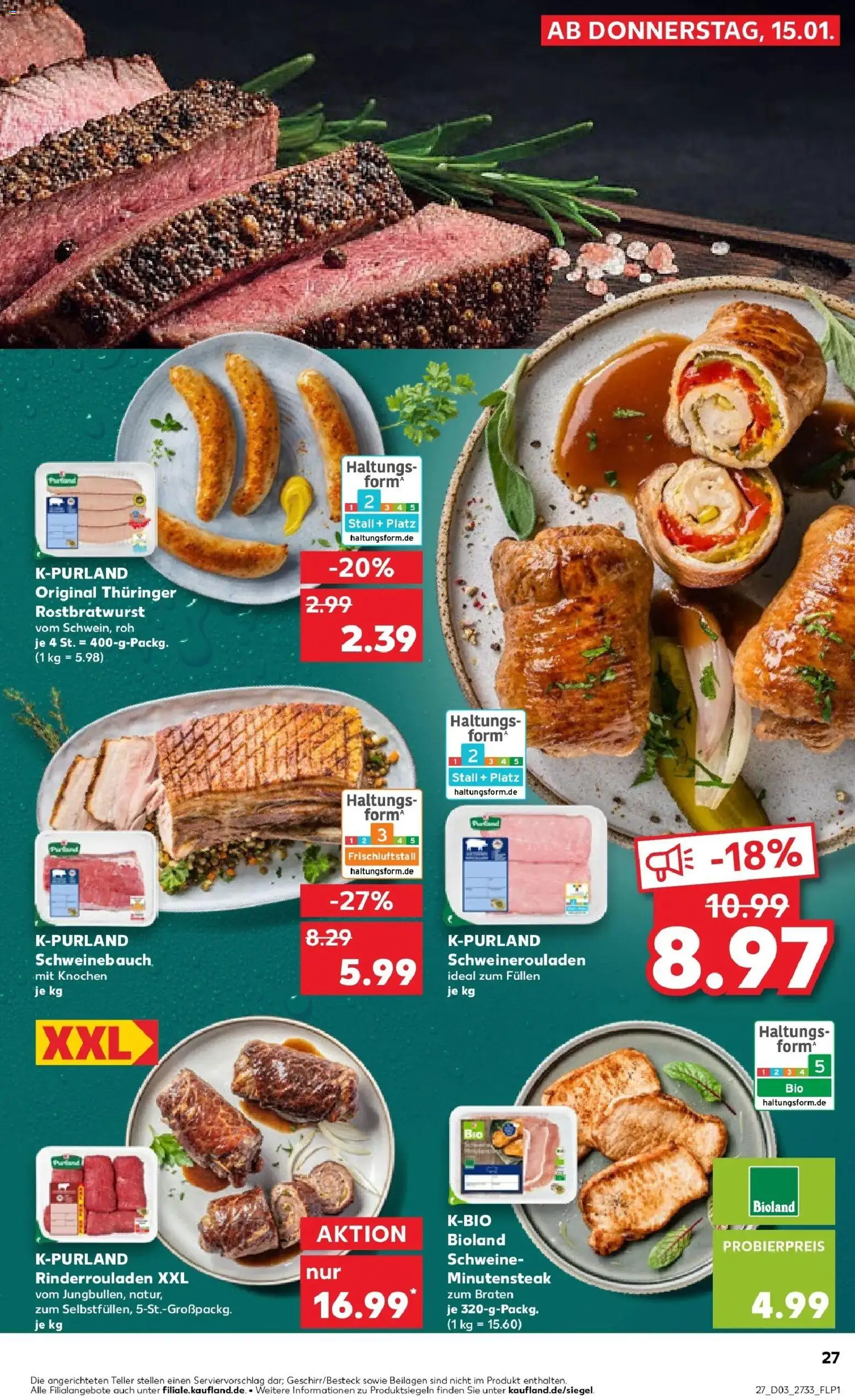 Kaufland prospekt Berlin	 – gültig ab 15.01.2026 | Seite: 27 | Produkte: Rinderrouladen, Schweinebauch