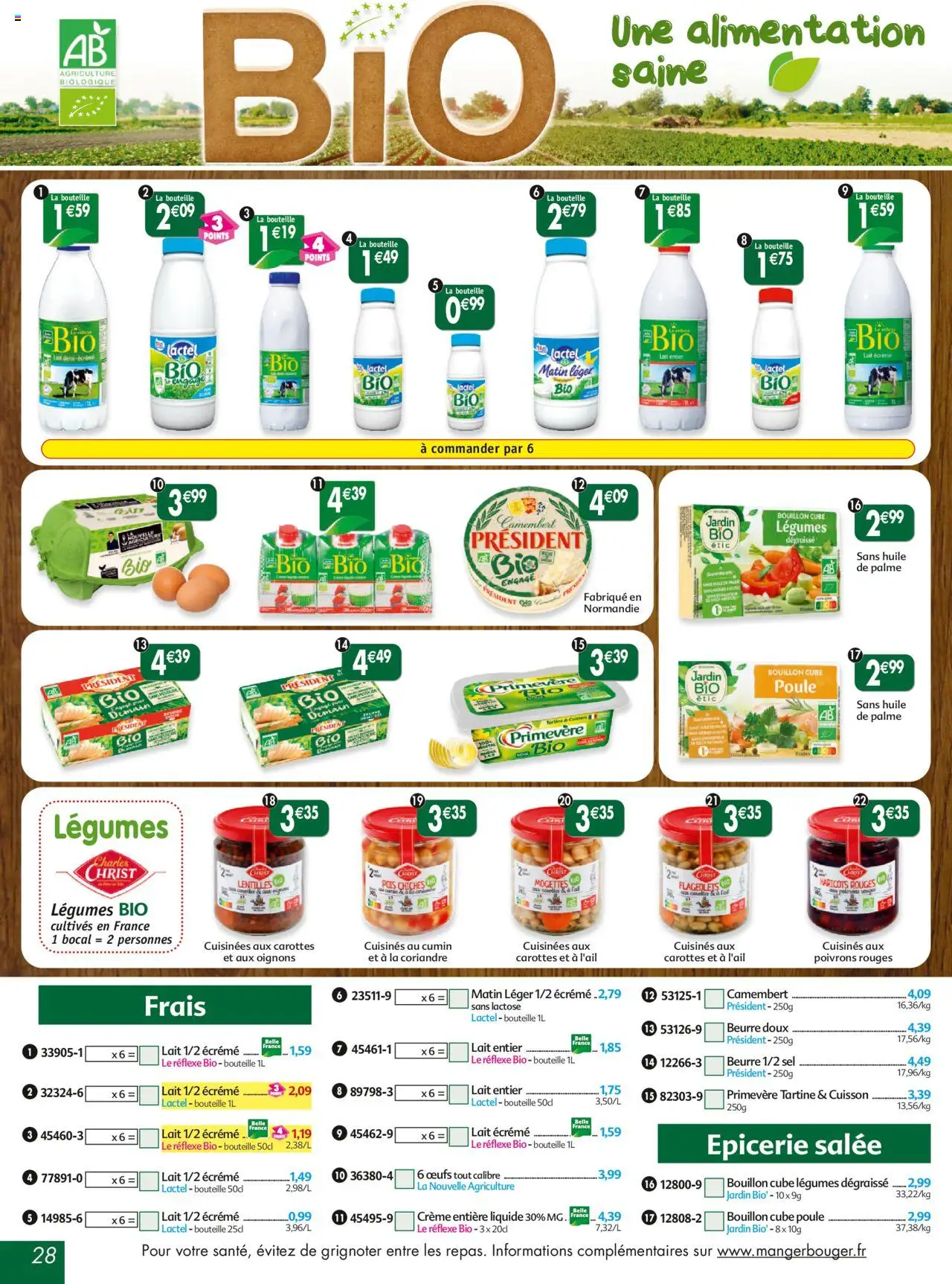  | Page: 28 | Produits: Lait entier, Cumin, Huile, Camembert