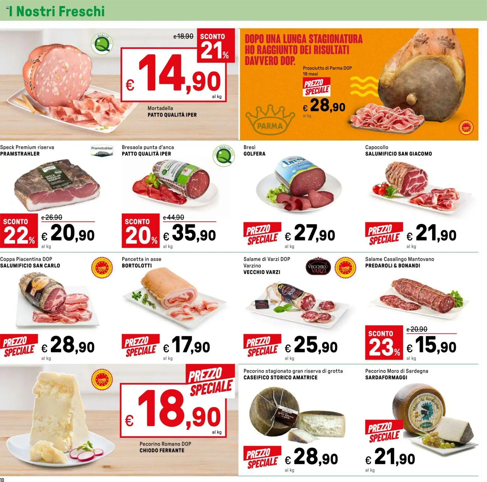 Volantino Iper del 07.04.2026 | Pagina: 10 | Prodotti: Prosciutto di Parma, Bresaola, Prosciutto, Pecorino