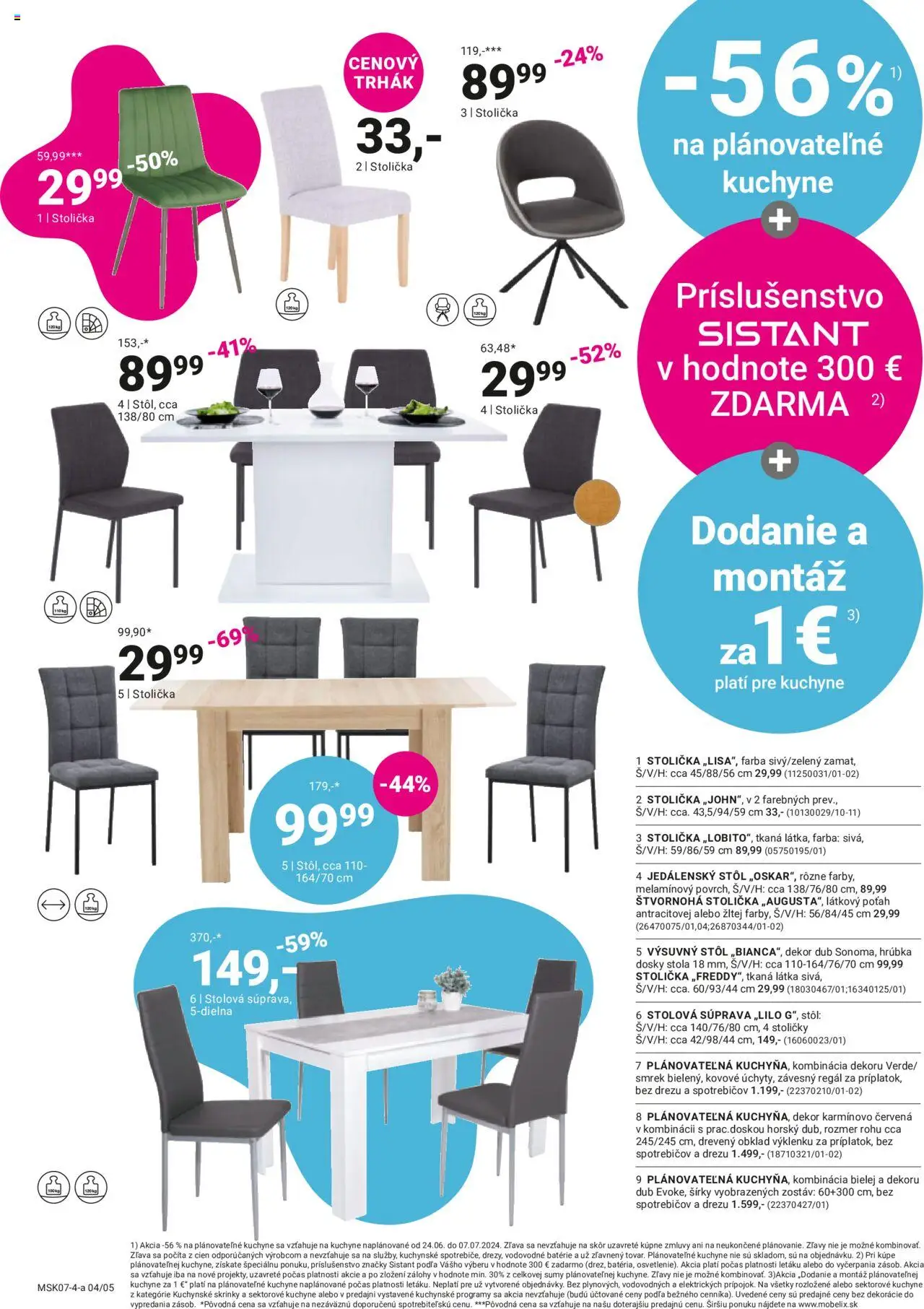 Möbelix leták │ platný od 24.06.2024 | Strana: 4 | Produkty: Stoličky, Regál, Jedálenský stôl, Stôl