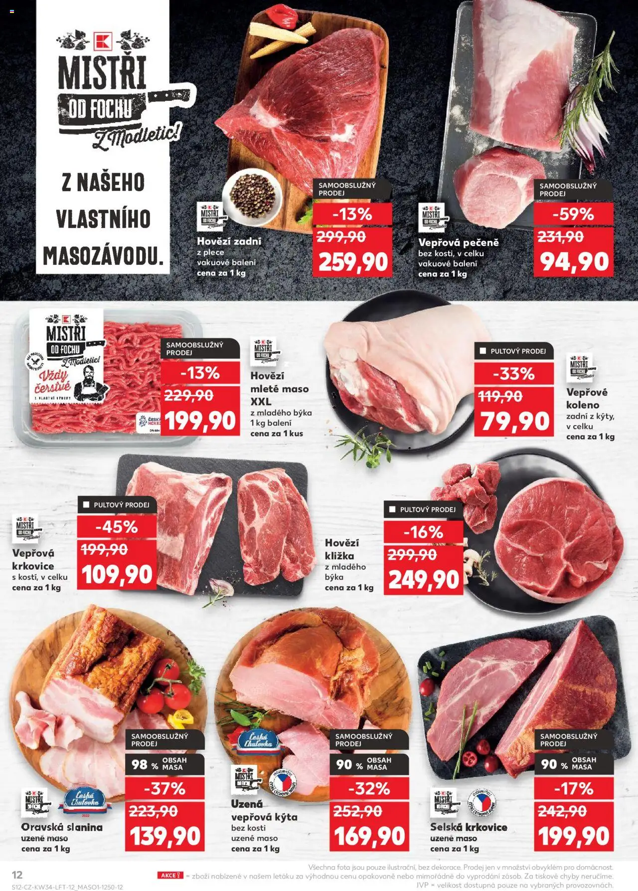 Kaufland leták - Kolín od 20.08.2025 | Strana: 12 | Produkty: Hovězí zadní, Vepřové koleno zadní, Kýta bez kosti, Maso
