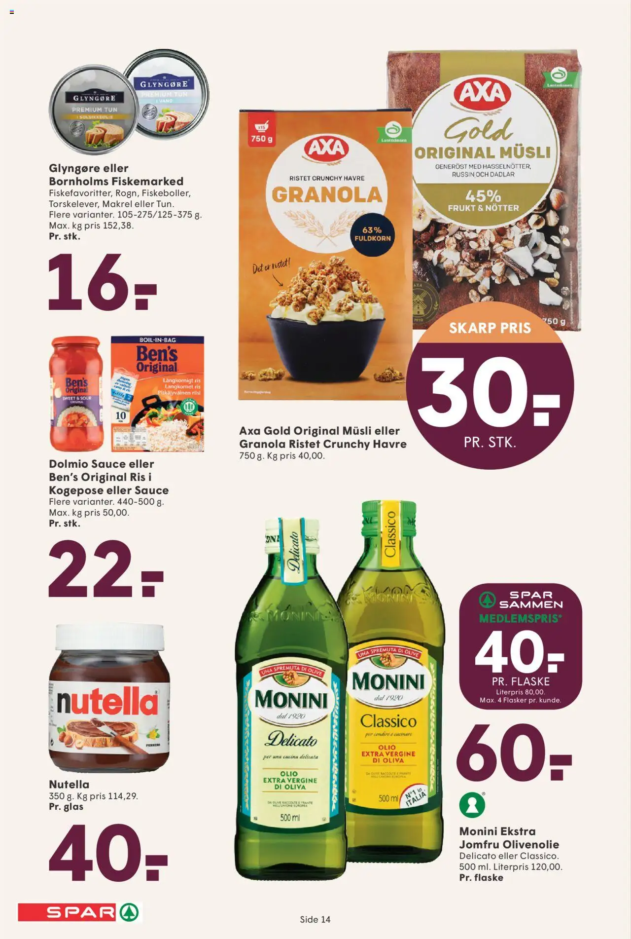Spar tilbudsavis – gyldig fra 05.09.2025 | Side: 14 | Produkter: Touca, Tun, Nutella, Olivenolie