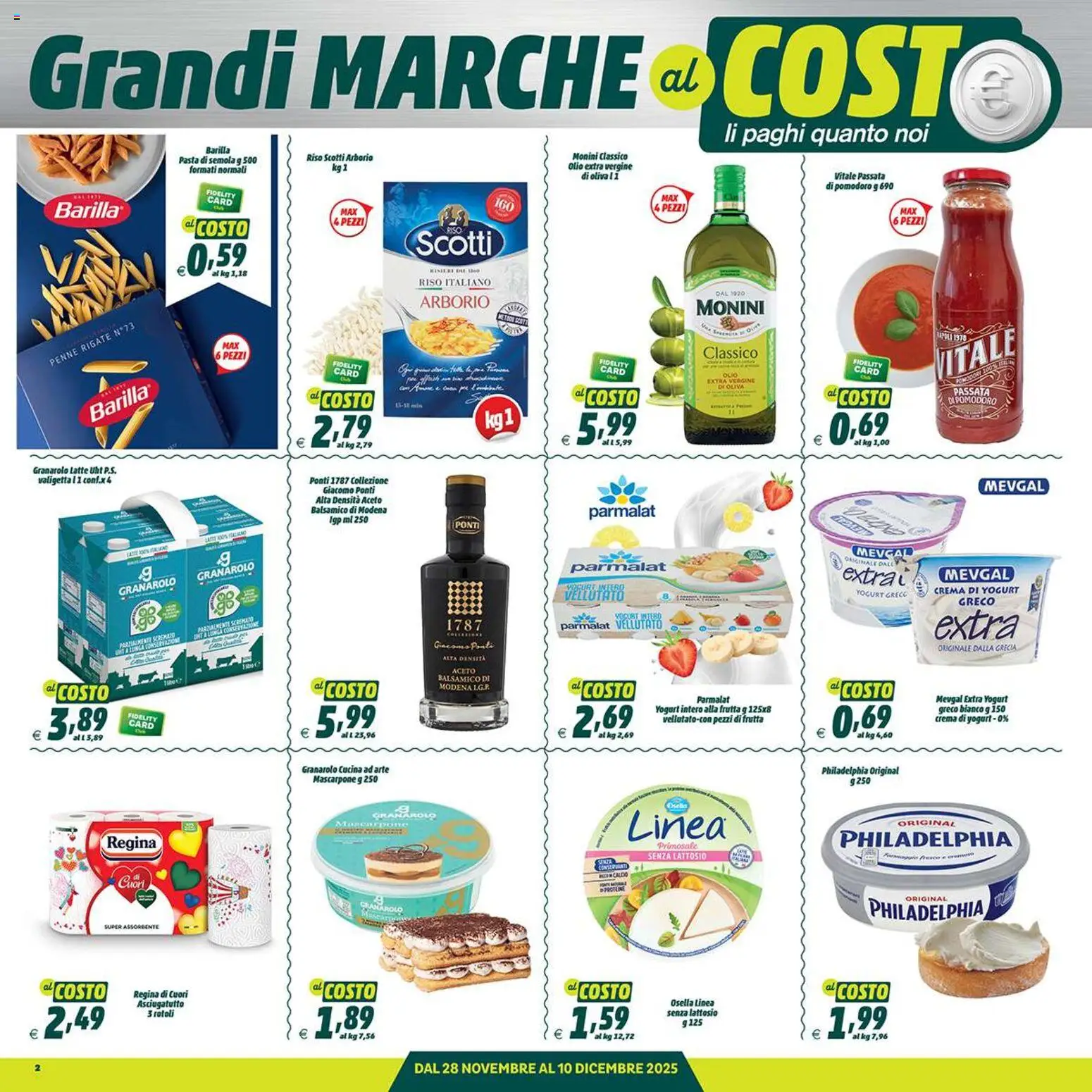 Volantino Elite Supermercati del 28.11.2025 | Pagina: 2 | Prodotti: Crema, Riso, Mascarpone, Penne