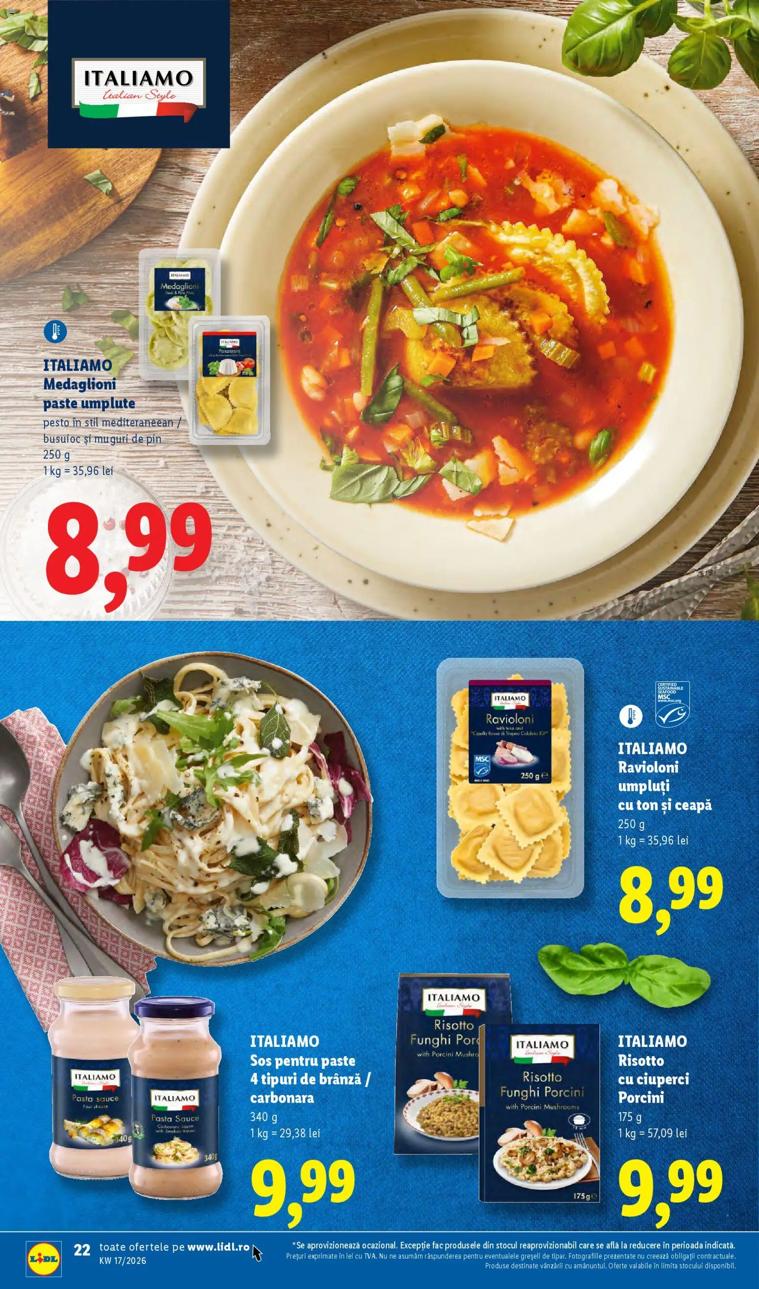 Noul catalog Lidl – valabil de la 20.04.2026 | Pagină: 22 | Produse: Delgeç, Ciuperci, Paste, Ceapă