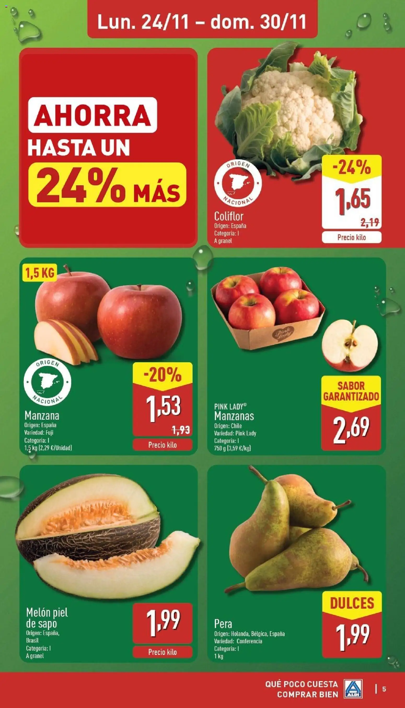 Aldi folleto Baleares │ válido desde el 24.11.2025 | Página: 5 | Productos: Φορτιστής, Manzanas, Manzana, Apple