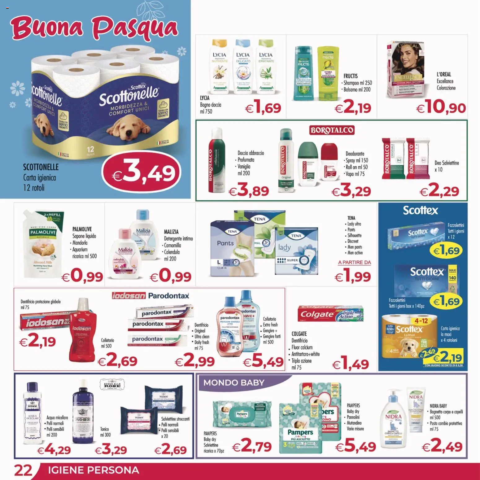 Volantino MerSi Supermercati del 18.03.2026 | Pagina: 22 | Prodotti: Dentifricio, Detergente, Pampers, Doccia
