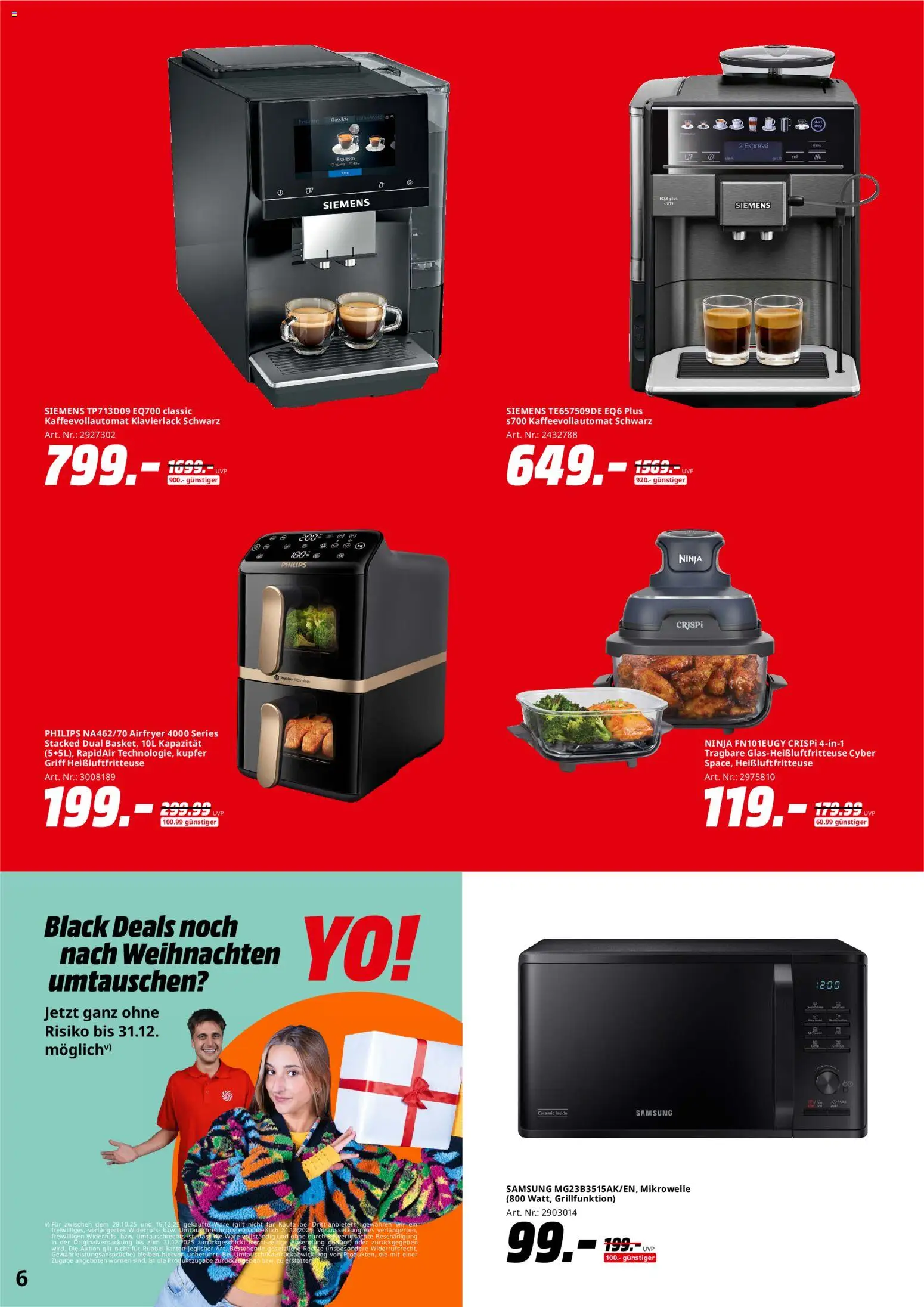 Saturn - Black Friday – gültig ab 28.11.2025 | Seite: 6 | Produkte: Mikrowelle, Samsung, Kaffeevollautomat, Heißluftfritteuse