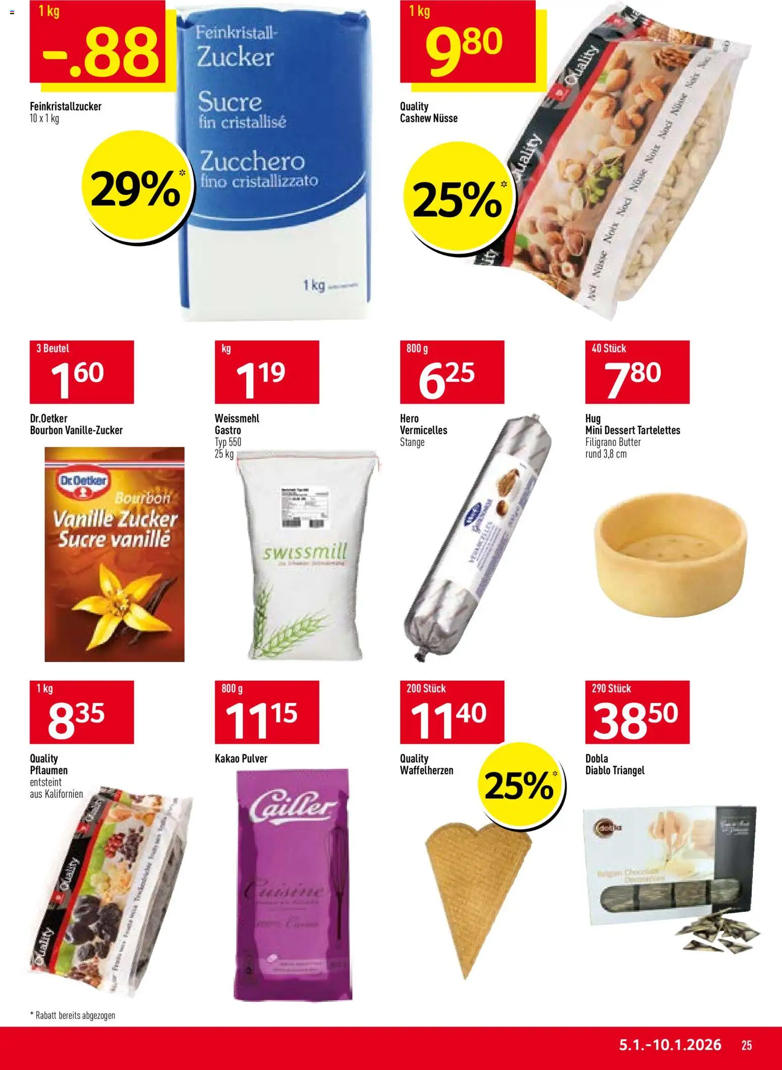 Prodega Aktionen – gültig ab 05.01.2026 | Seite: 25 | Produkte: Pulver, Butter, Nüsse, Zucker