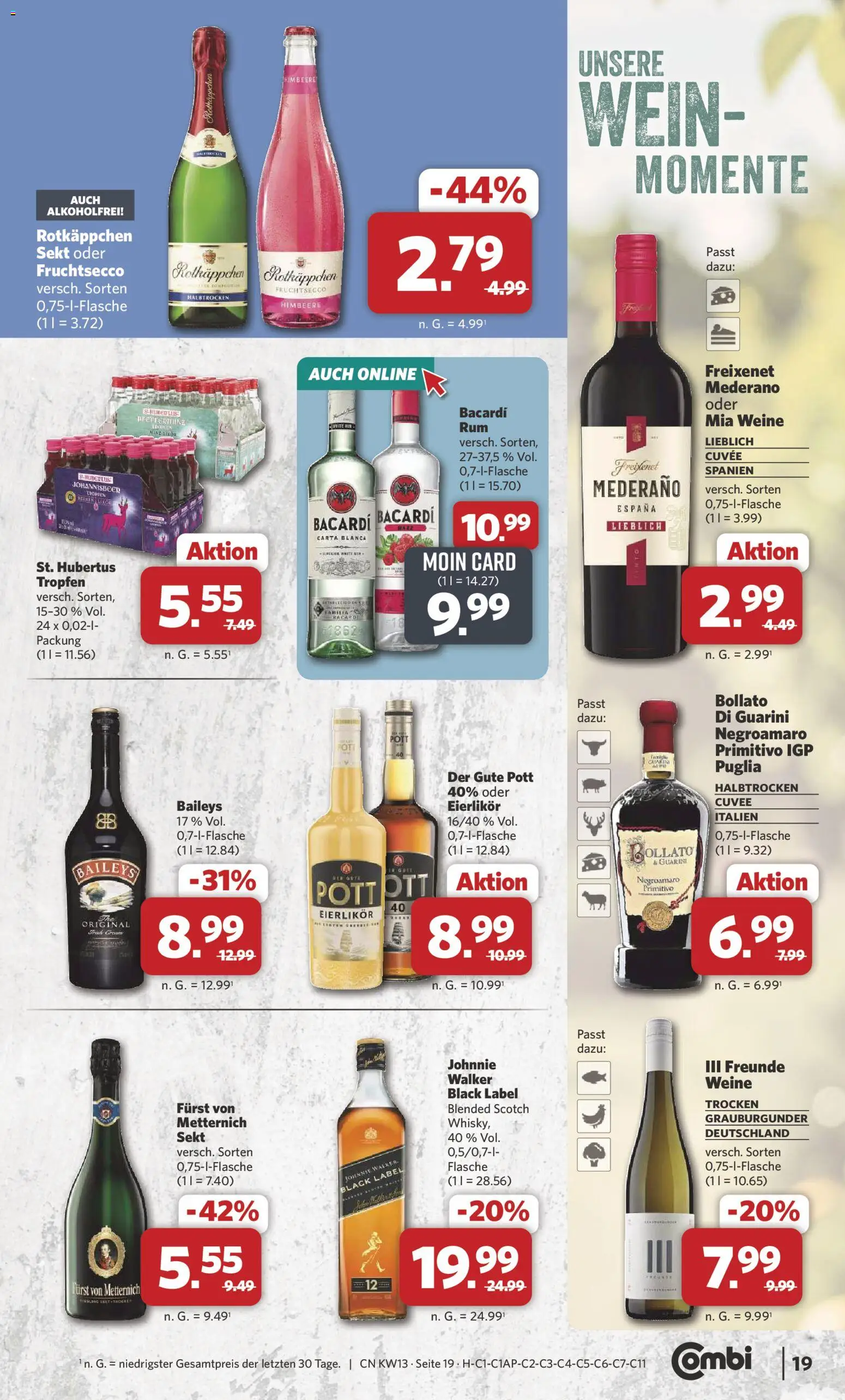 Combi Prospekt 	 – gültig ab 23.03.2026 | Seite: 19 | Produkte: Rotkappchen sekt, Furst von metternich, Sekt, Likör