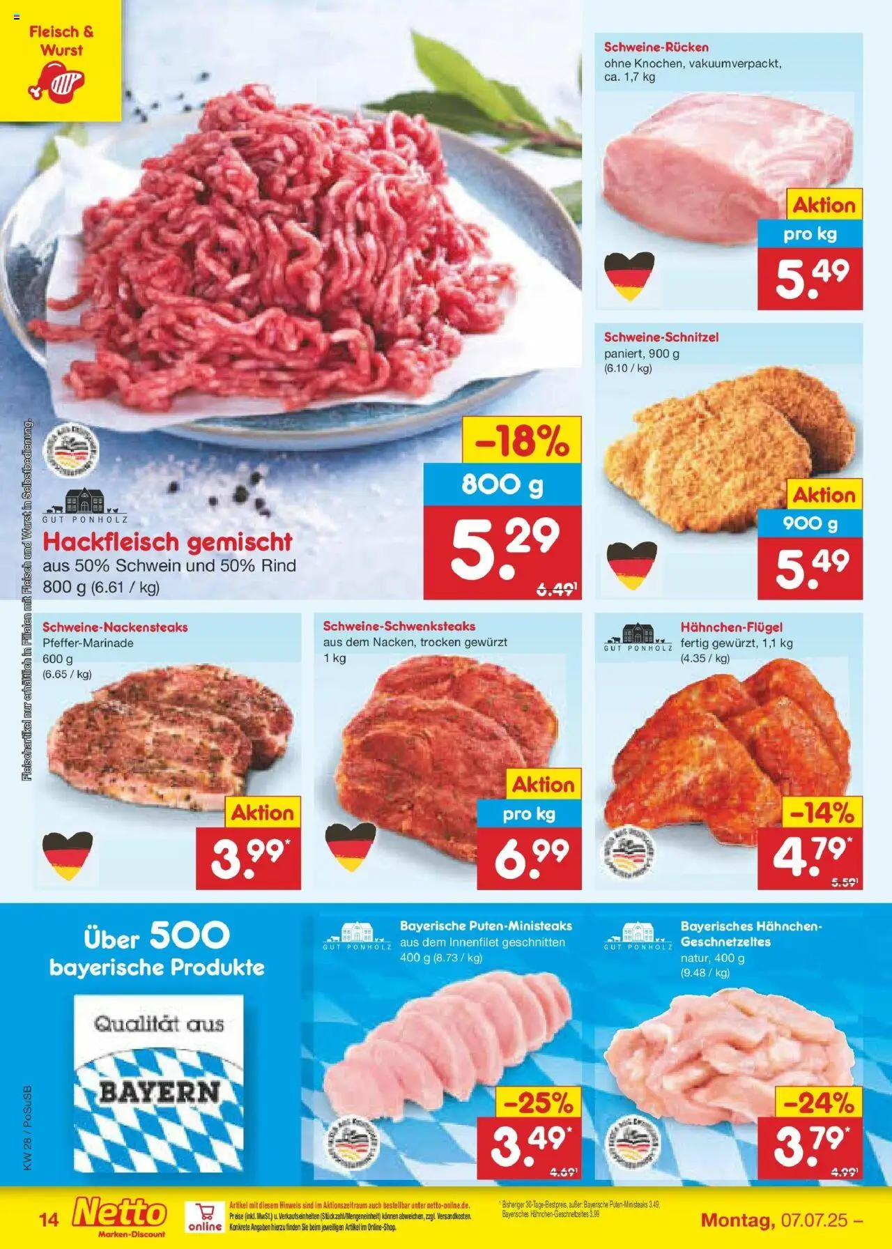 Netto Marken-Discount prospekt Regensburg	 - gültig ab dem 06.07.2025 | Seite: 16 | Produkte: Schnitzel, Wurst, Schweinerucken, Fleisch