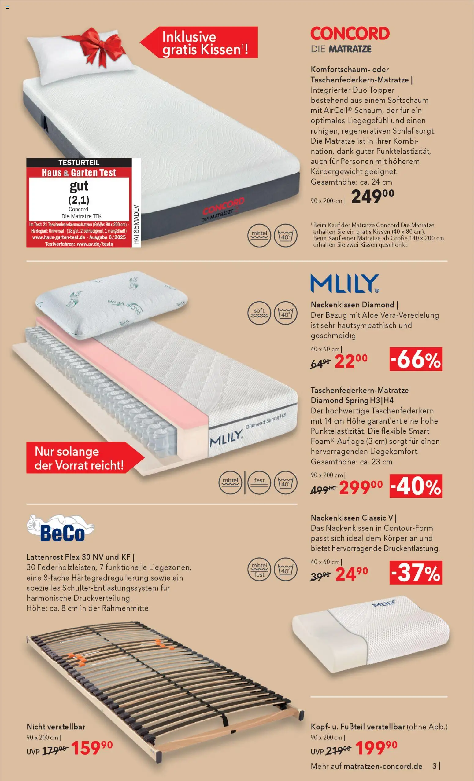 Matratzen Concord Prospekt – gültig ab 25.02.2026 | Seite: 3 | Produkte: Matratze, Kissen, Lattenrost, Topper