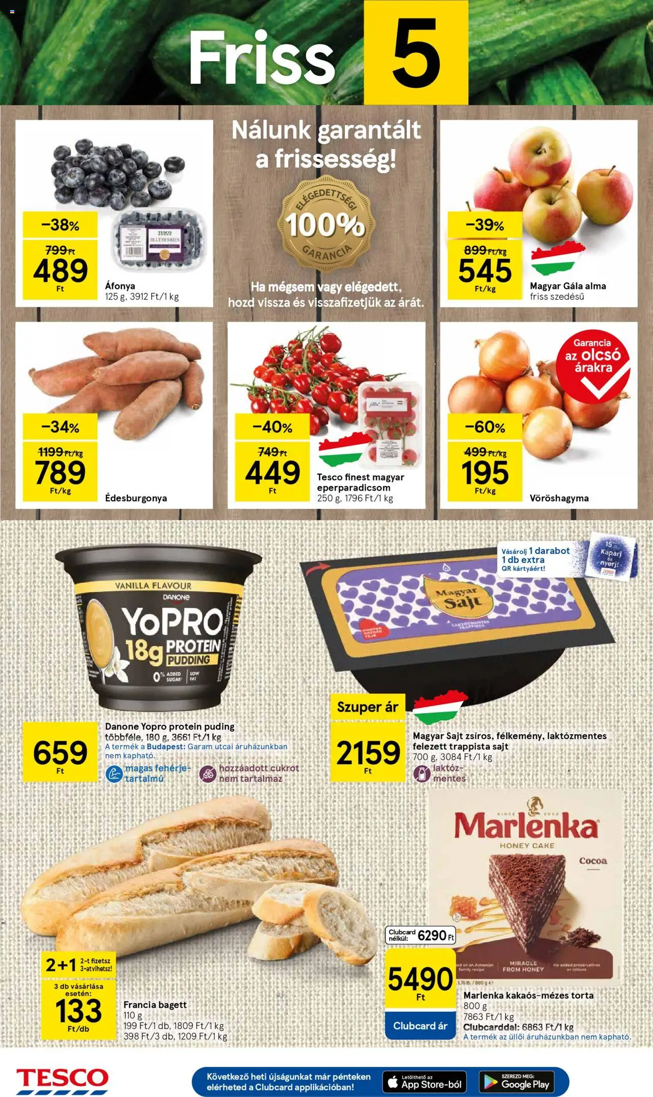 Tesco akciós ujság - amely érvényes a következő dátumtól: 11.09.2025 | Oldal: 2 | Termékek: Áfonya, Protein, Édesburgonya, Trappista sajt